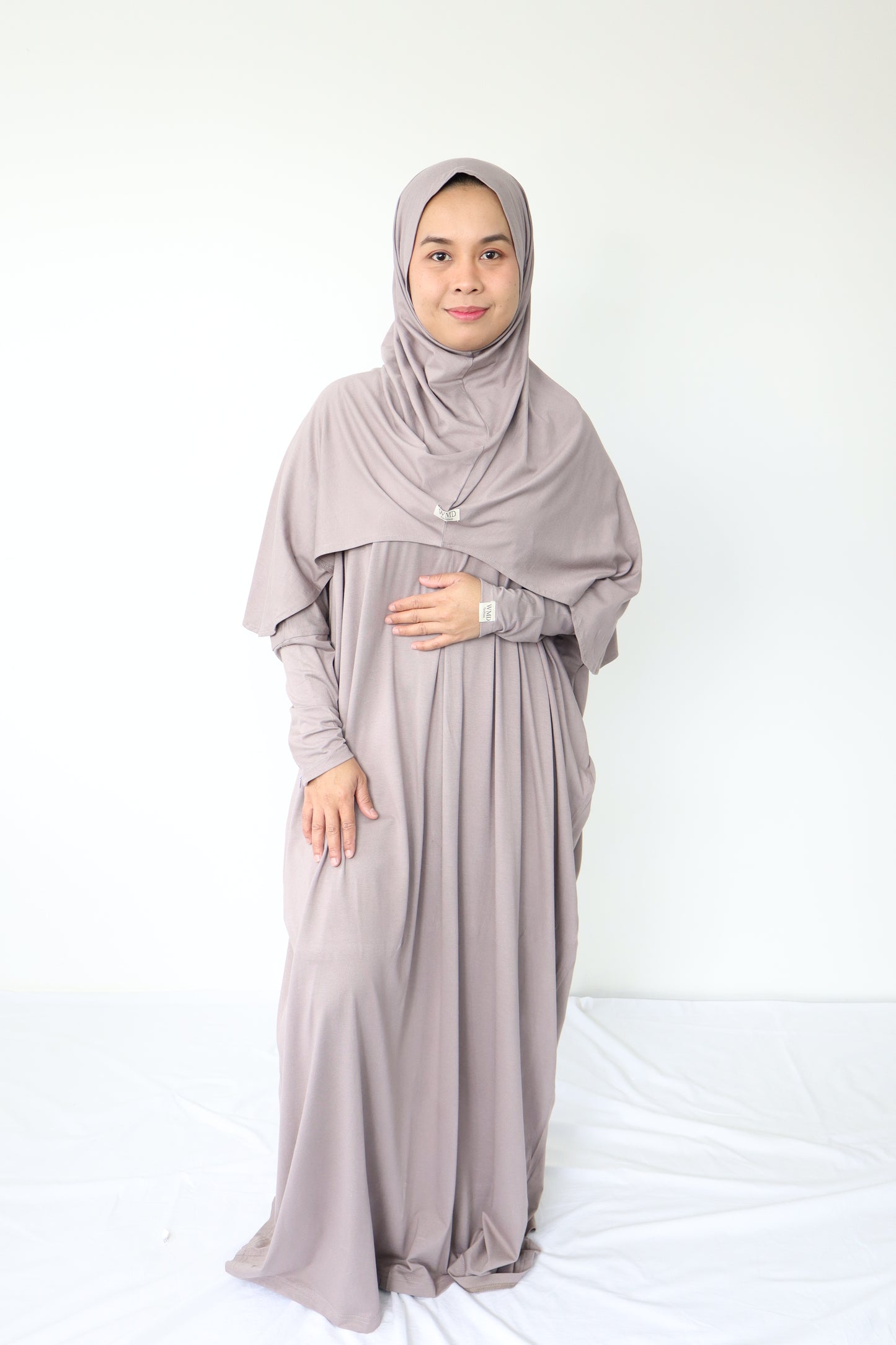 Humaira Abaya Set with Instant Hijab ( Breastfeeding friendly)- Ash Purple