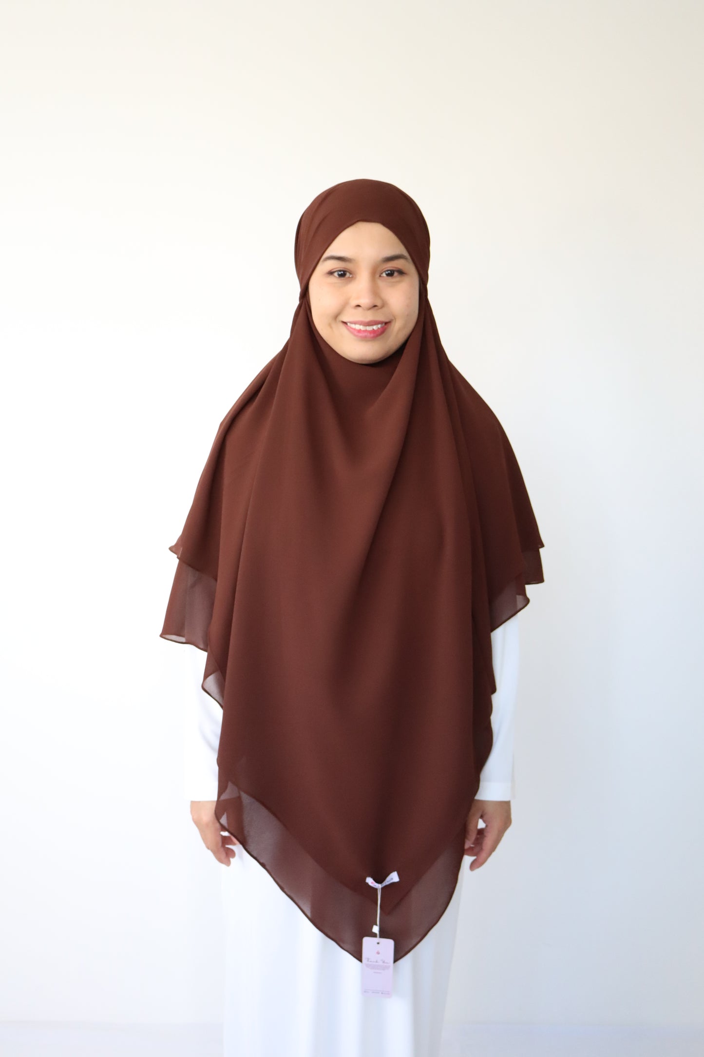 Zaima Chiffon Khimar L - Coffee