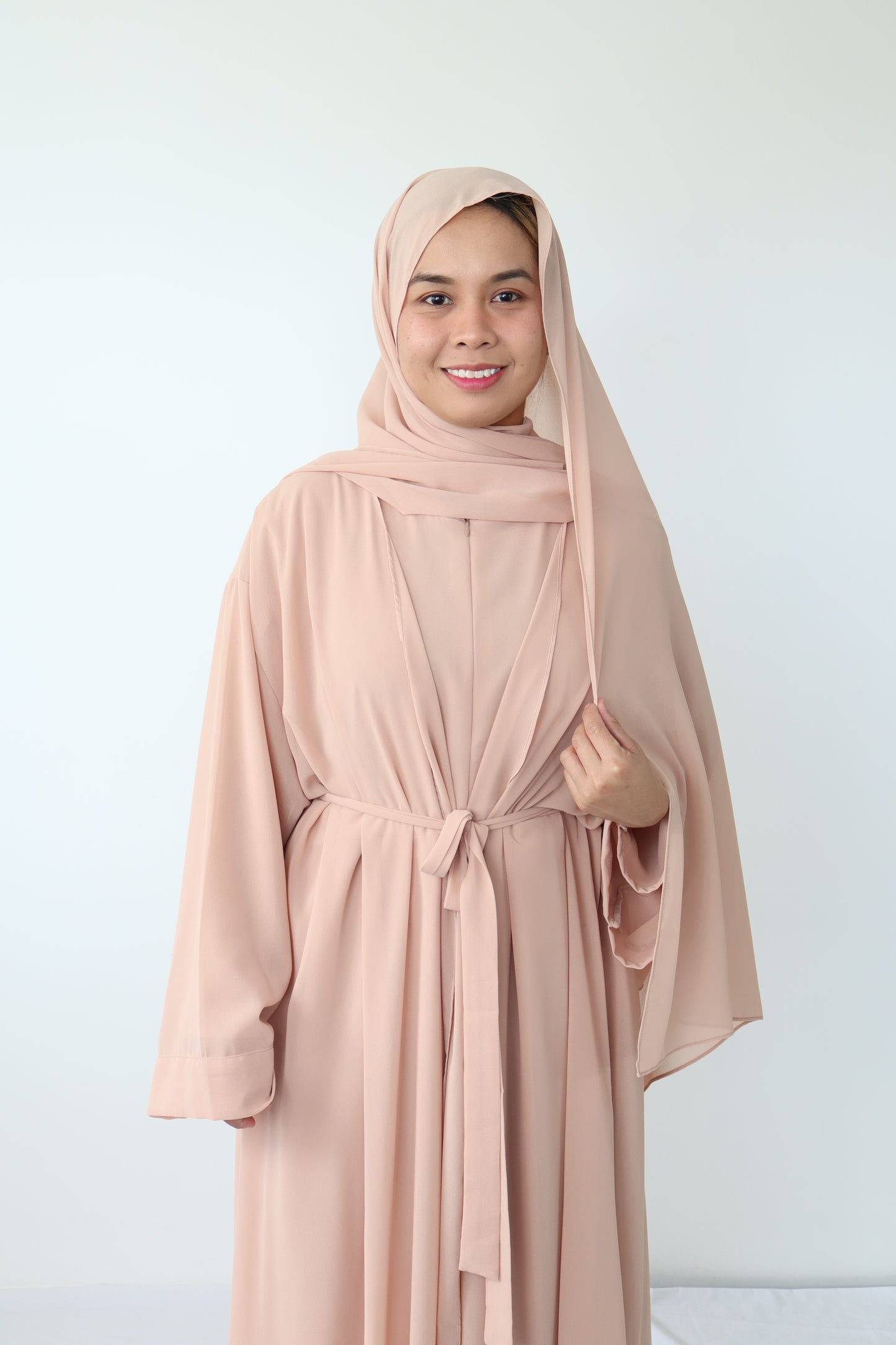 HAYATI Abaya chiffon Set -Blush