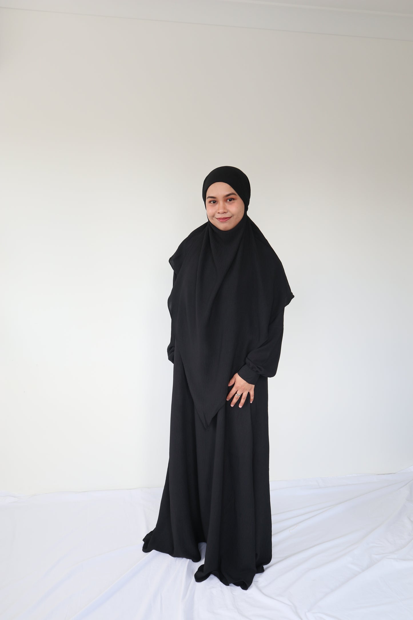 V Khimar Dress set - Black