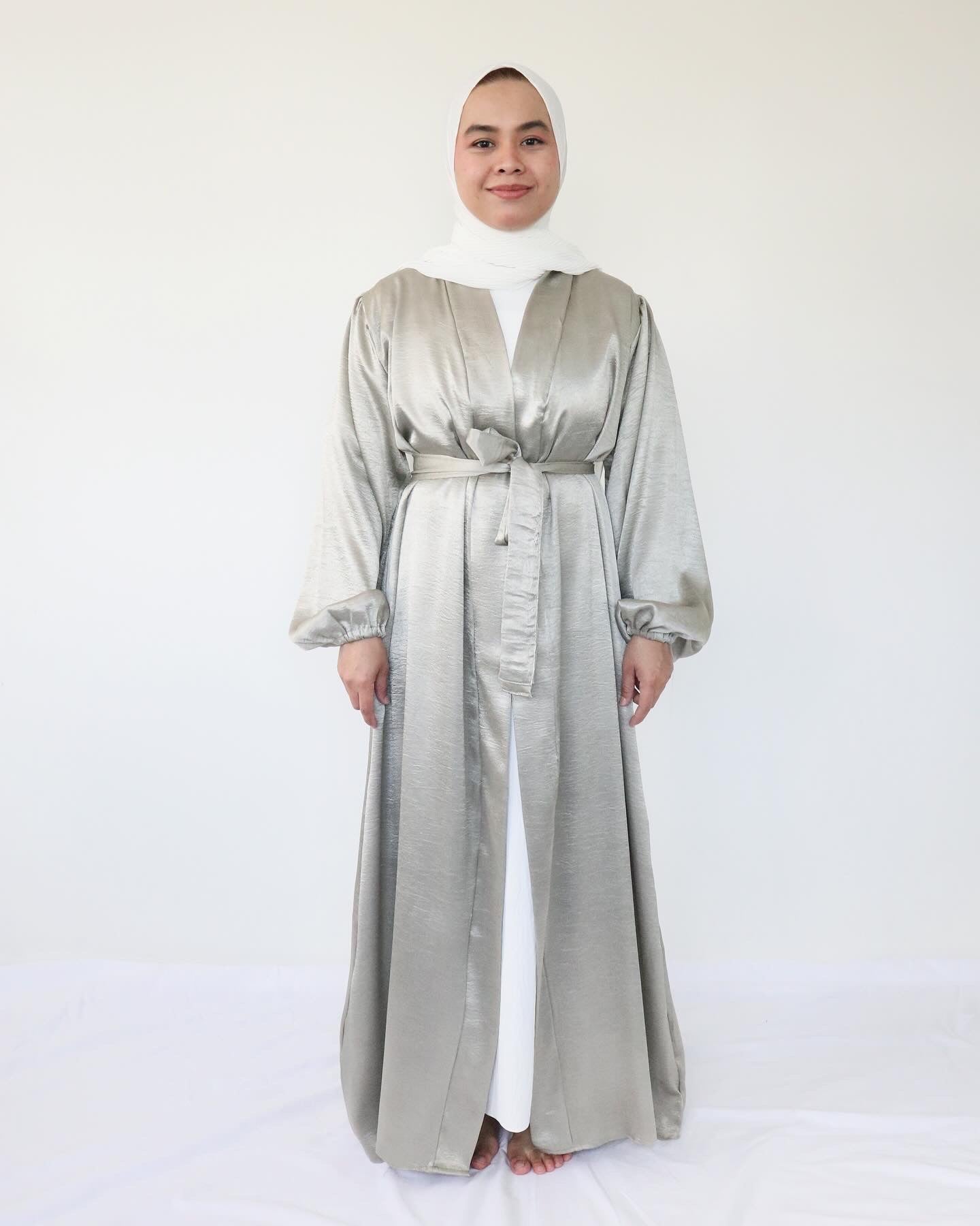 Zalina Abaya + slip dress - Sage