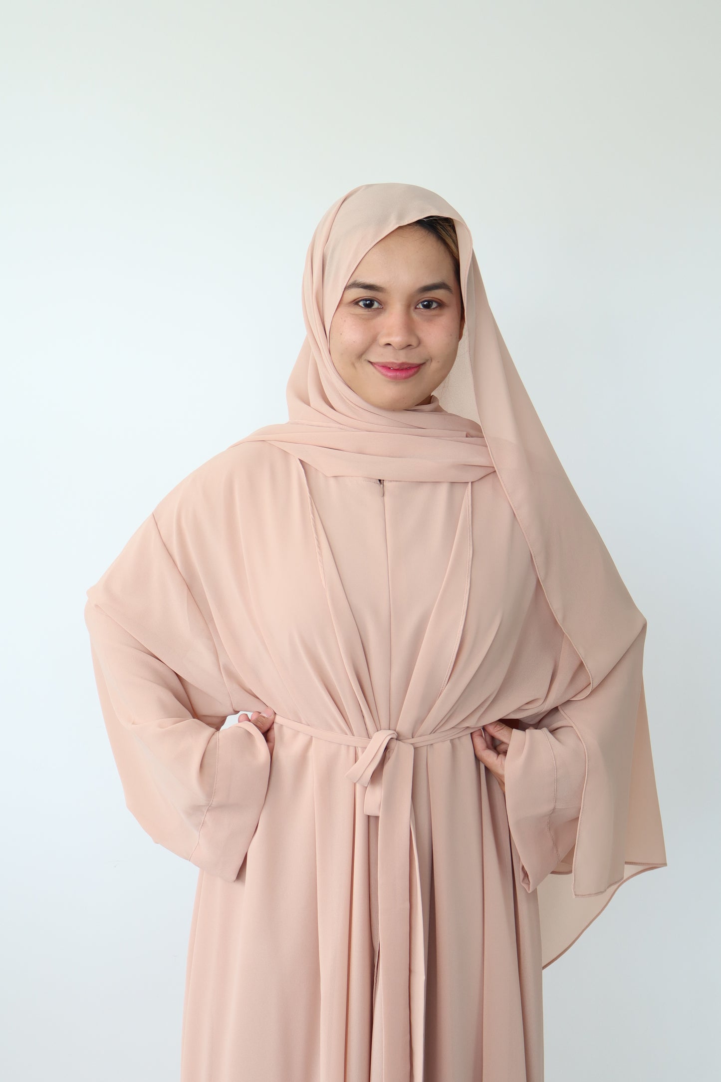HAYATI Abaya chiffon Set -Blush