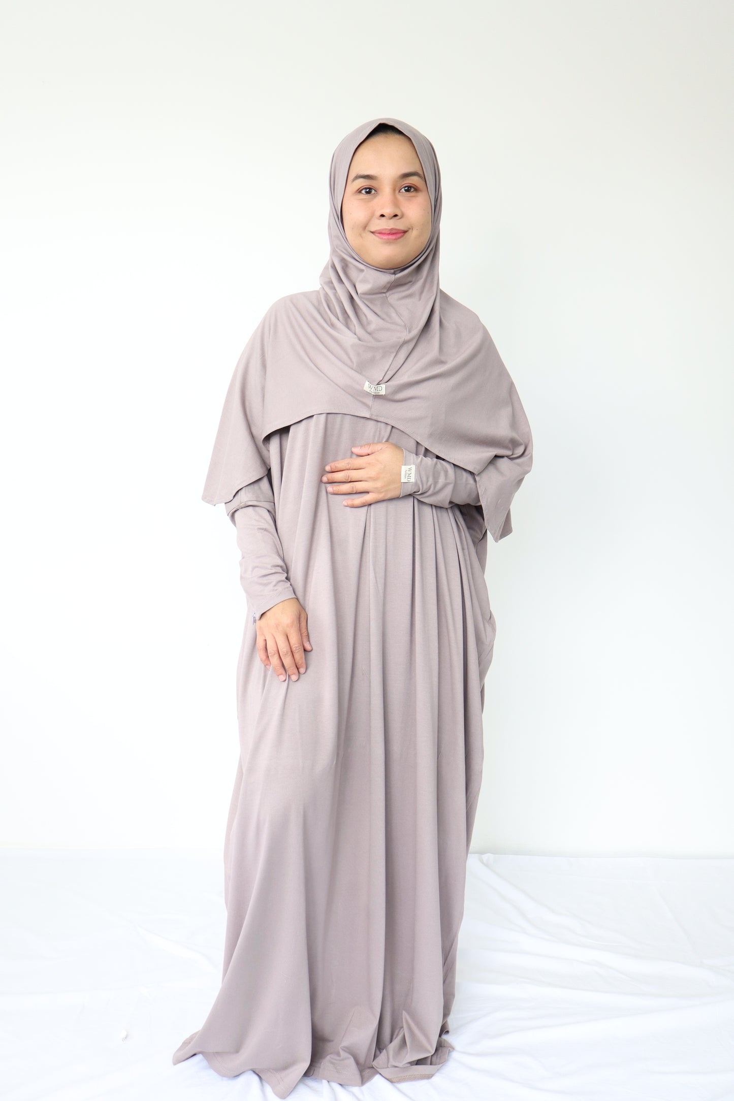 Humaira Abaya Set with Instant Hijab ( Breastfeeding friendly)- Ash Purple
