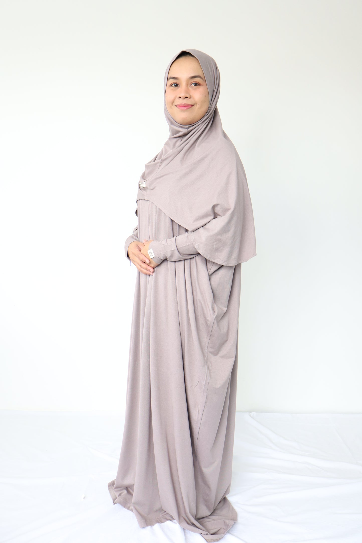 Humaira Abaya Set with Instant Hijab ( Breastfeeding friendly)- Ash Purple