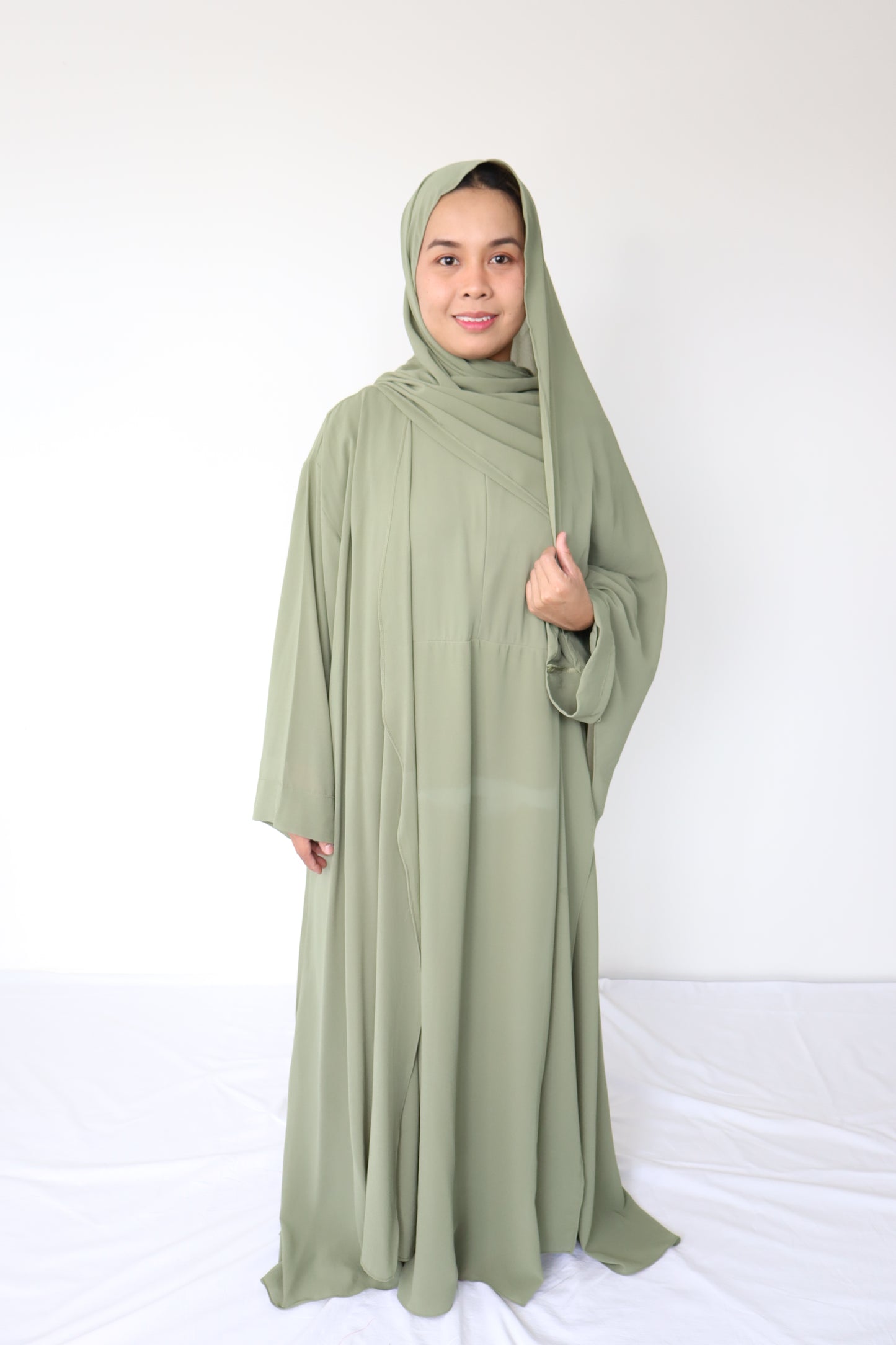 HAYATI Abaya chiffon Set - Sage