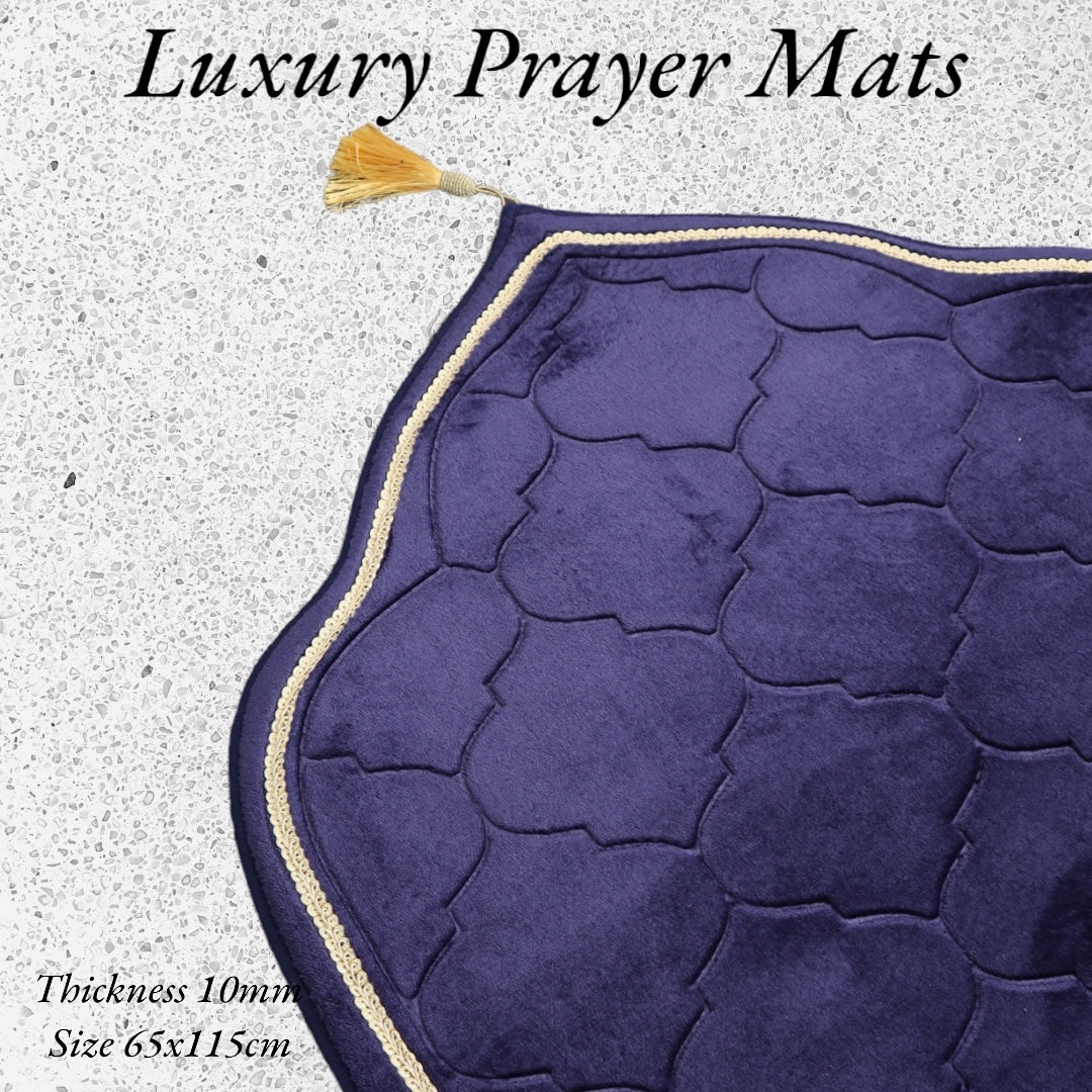 Luxury Prayer Mats Embroidered - Dark Blue