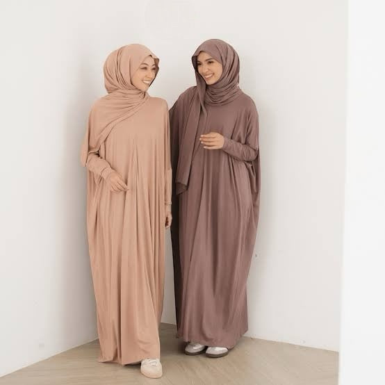 Humaira Abaya Set with Instant Hijab ( Breastfeeding friendly)- Ash Purple
