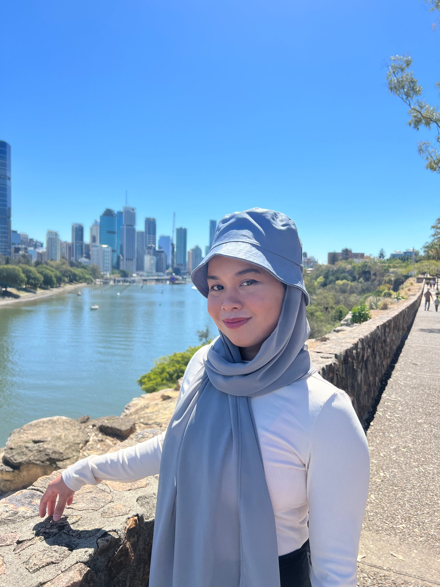 Bucket Hats Attached with chiffon hijab