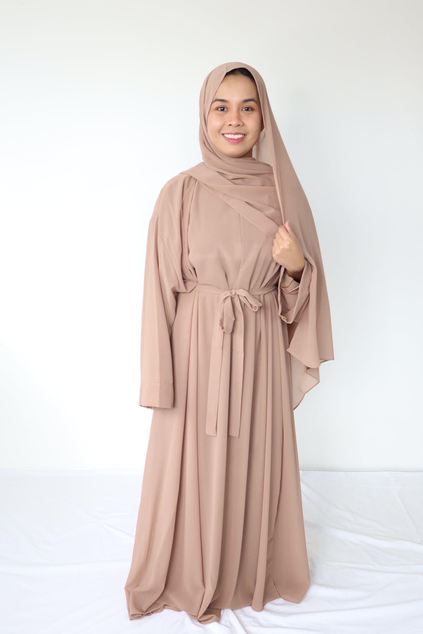 HAYATI Abaya chiffon Set - Ivory
