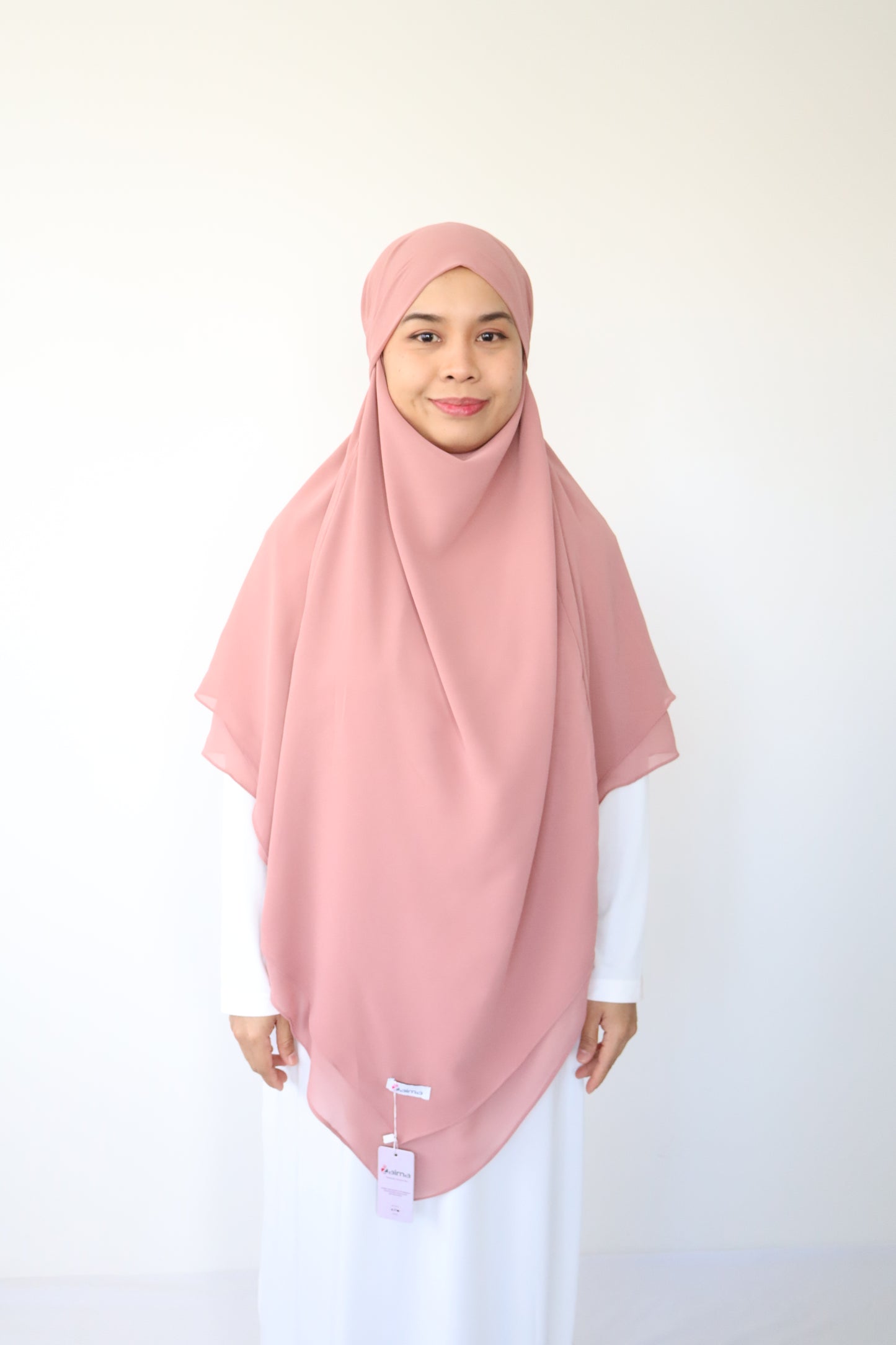 Zaima Chiffon Khimar L - Rose