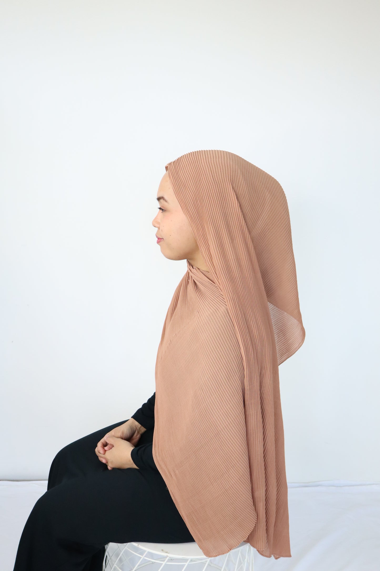 Chiffon Pleated Hijab / Scarf - Brownish color collections