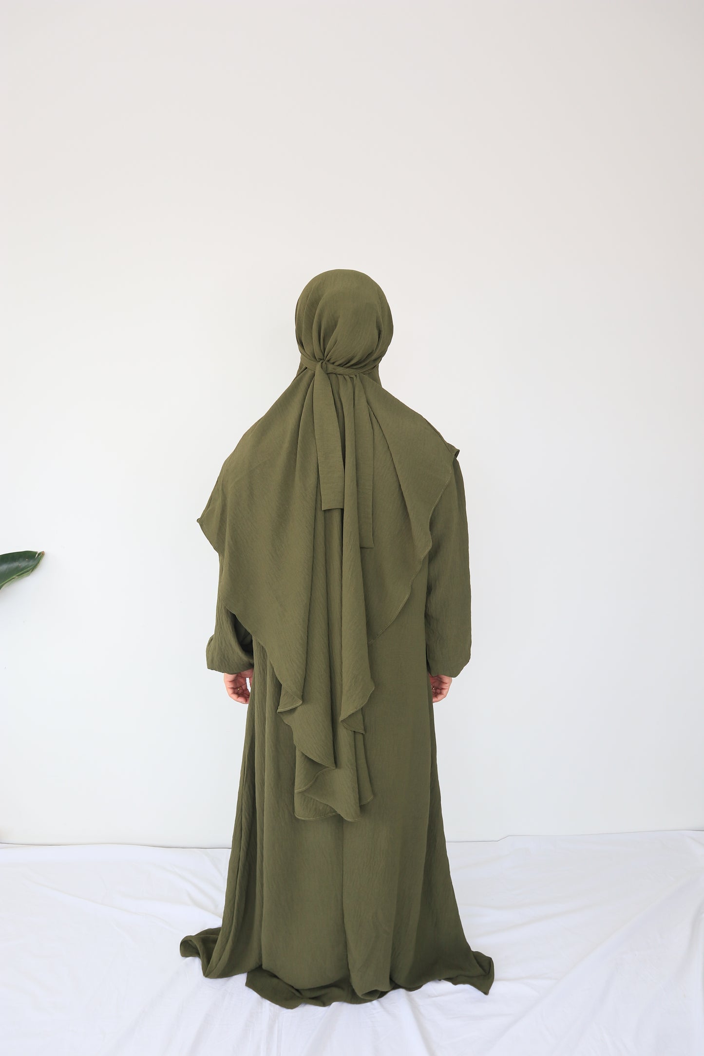 V Khimar Dress set - Green Army