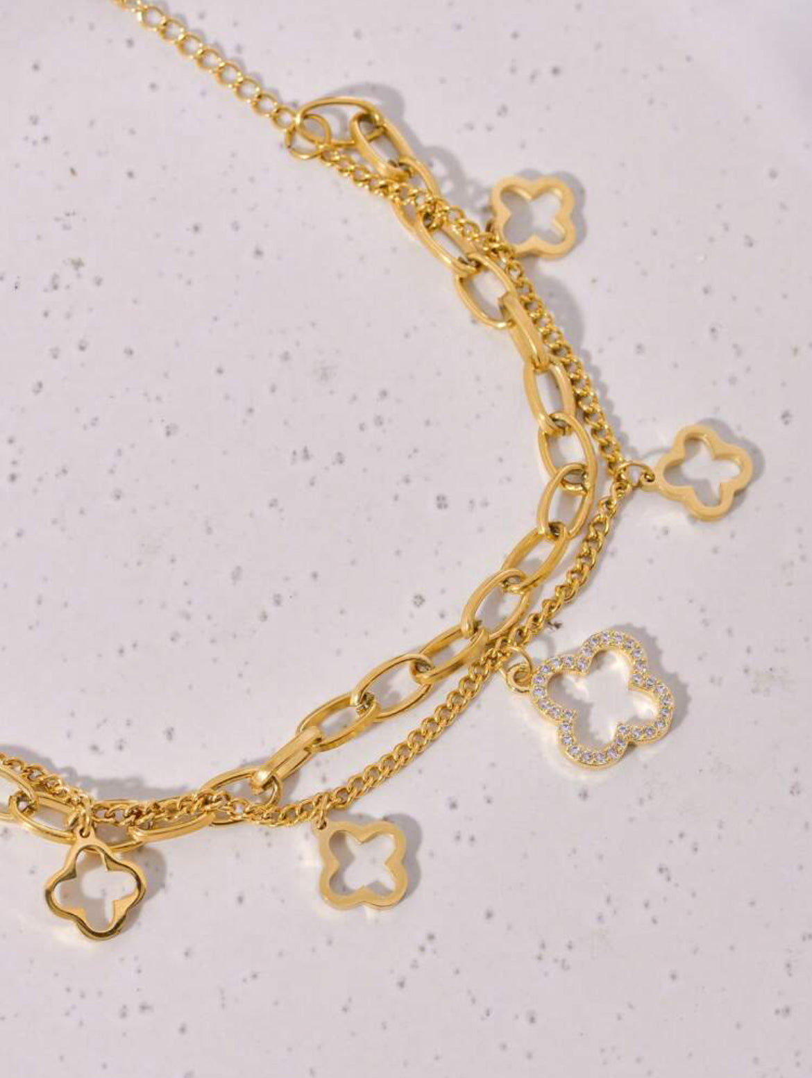 Double Layer Clover Paperclip Bracelets