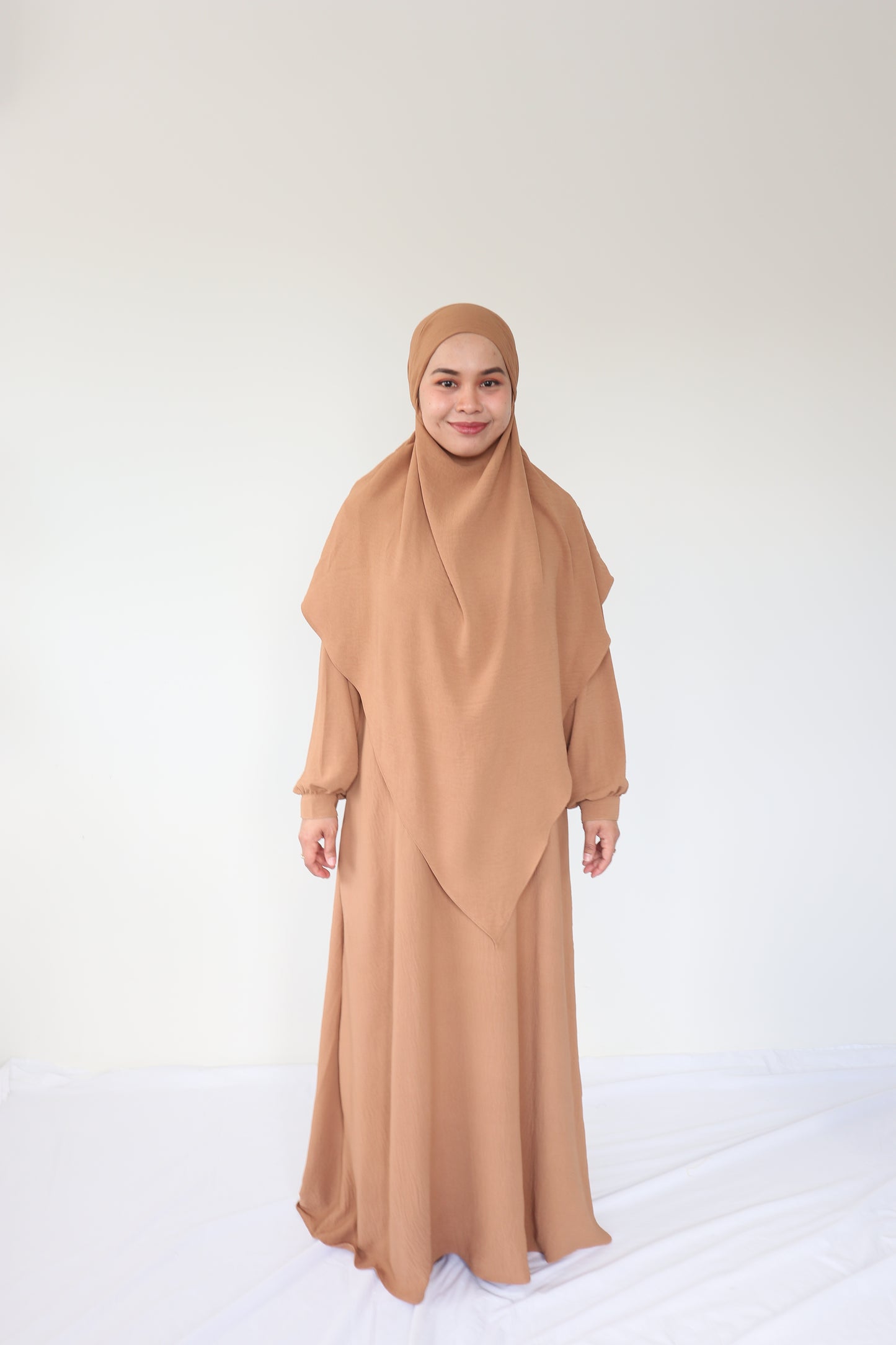 V Khimar Dress set - Mocca