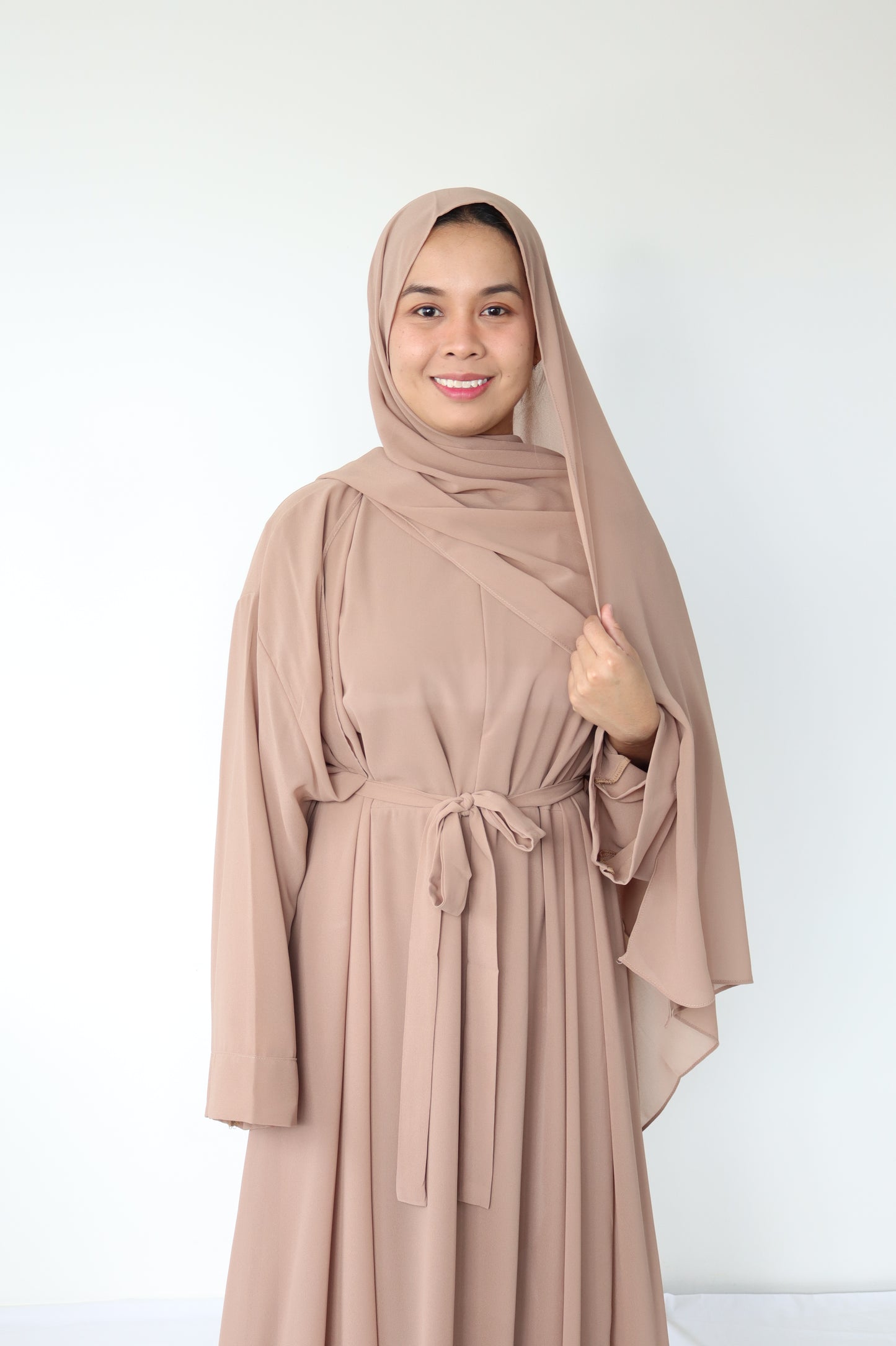 HAYATI Abaya chiffon Set - Ivory