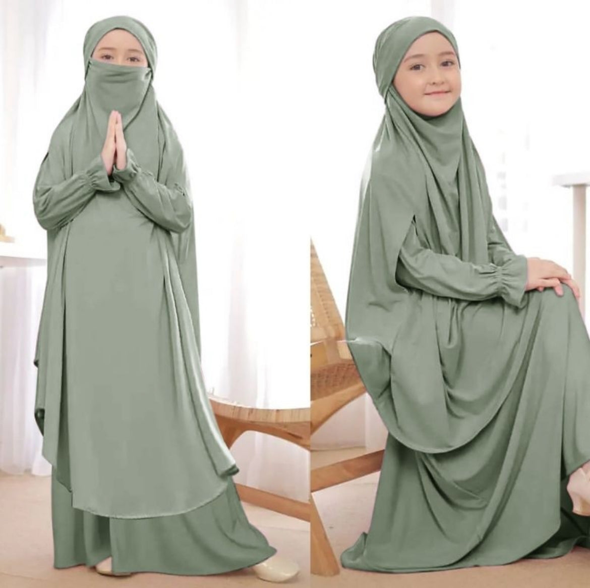 Girl Khimar Dress set