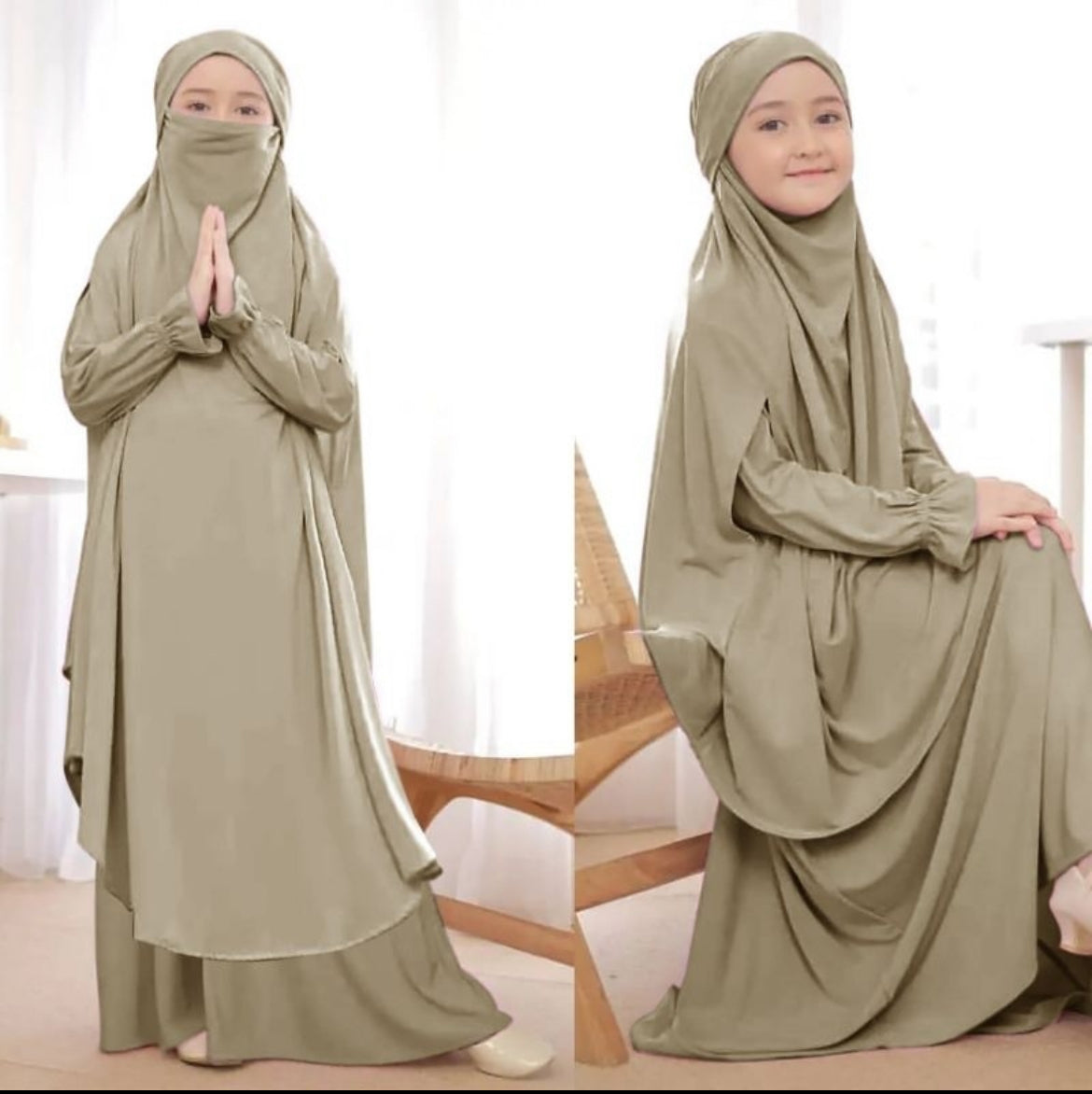 Girl Khimar Dress set