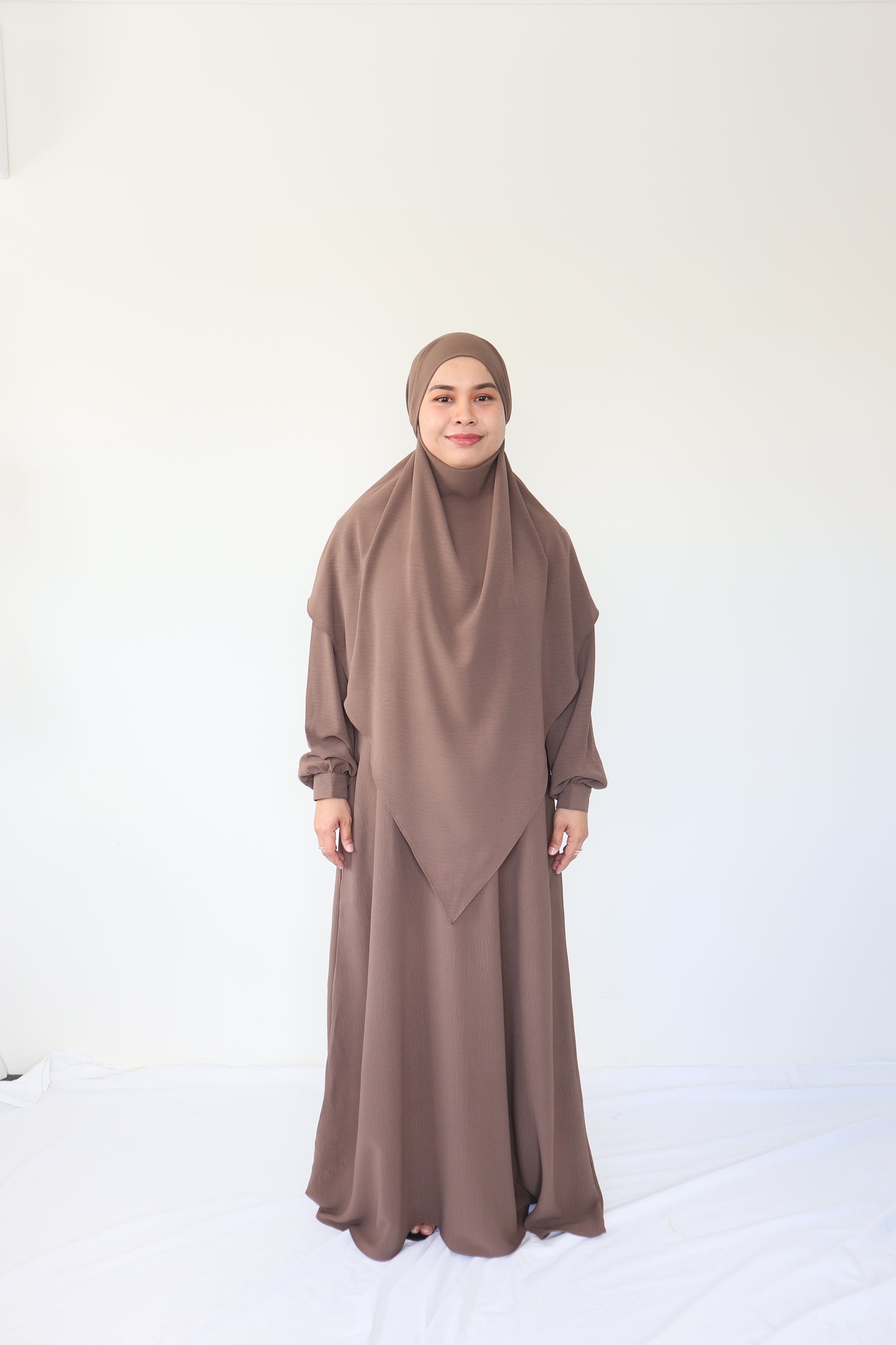 V Khimar Dress set - Coffee