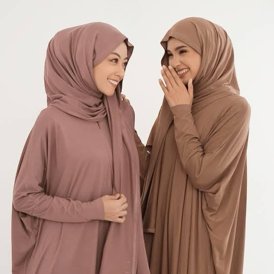 Humaira Abaya Set with Hijab ( Breastfeeding friendly)- Mocca