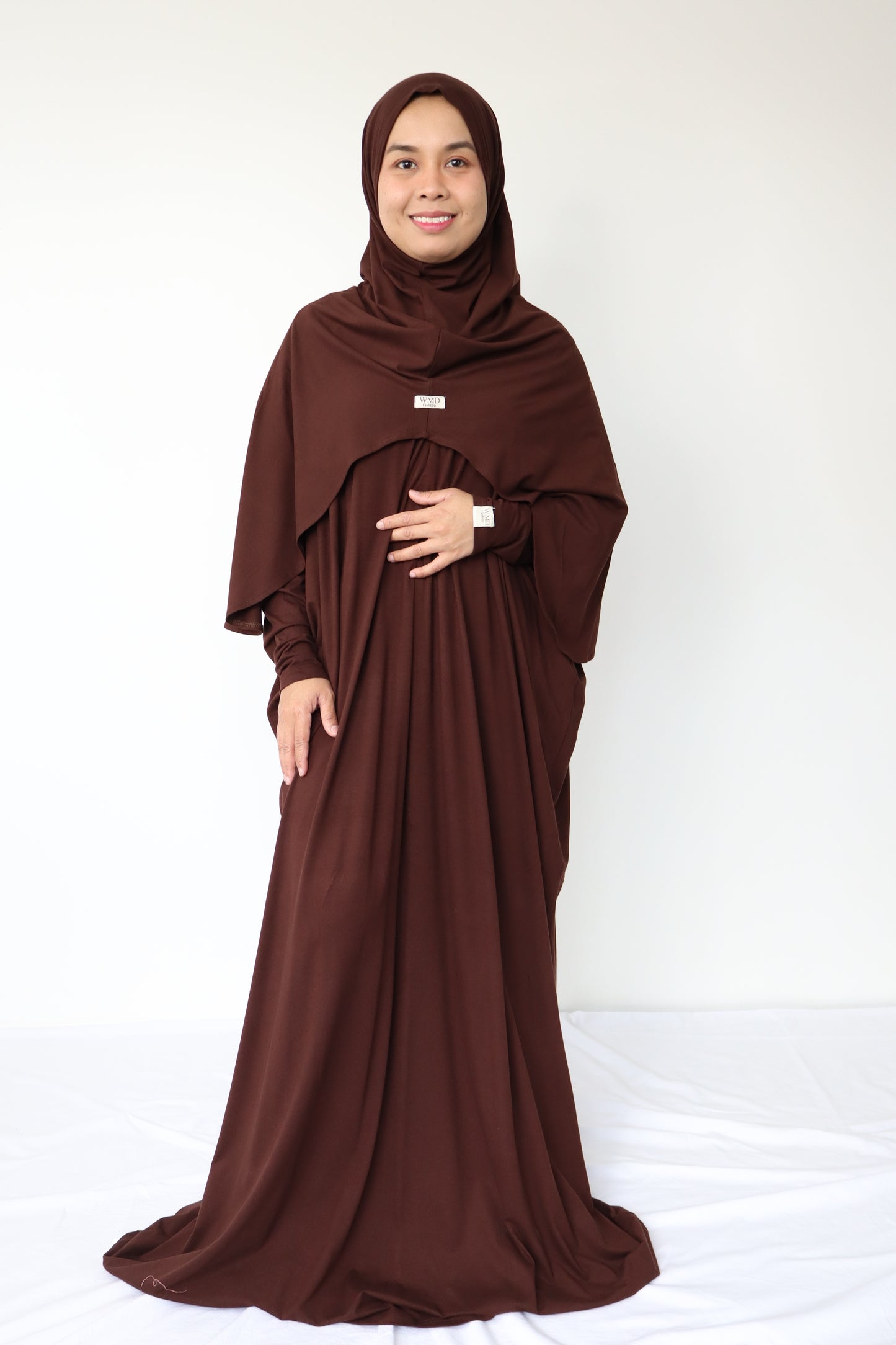 Humaira Abaya Set with Instant Hijab Slip on ( Breastfeeding friendly)- Coffee