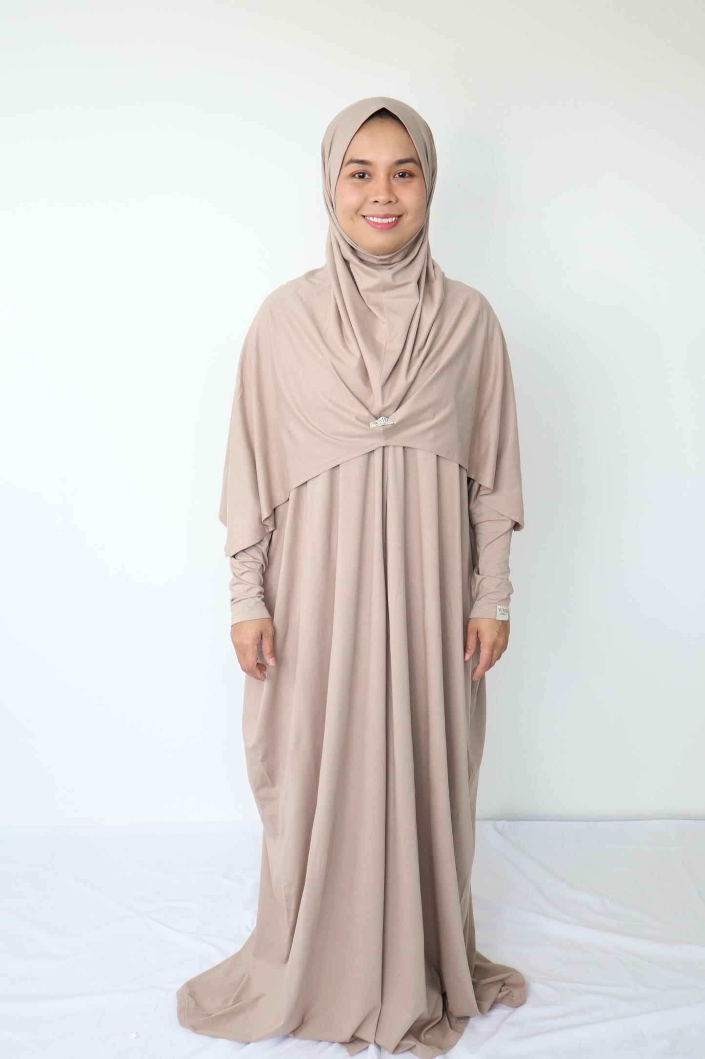 Humaira Abaya Set with Instant Hijab ( Breastfeeding friendly)- Dark Beige