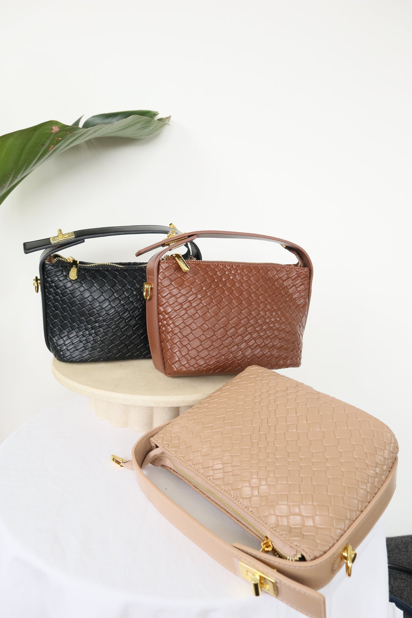 Jasmin Retro handbang - Vegan Leather - Khaki