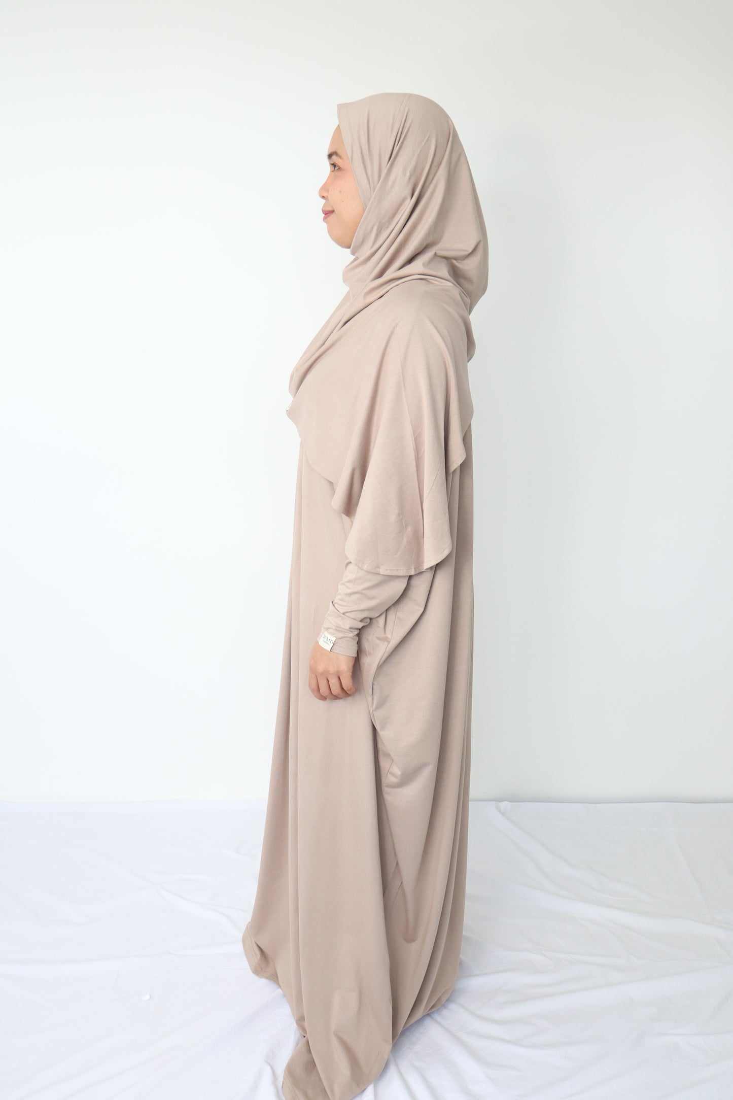 Humaira Abaya Set with Instant Hijab ( Breastfeeding friendly)- Dark Beige
