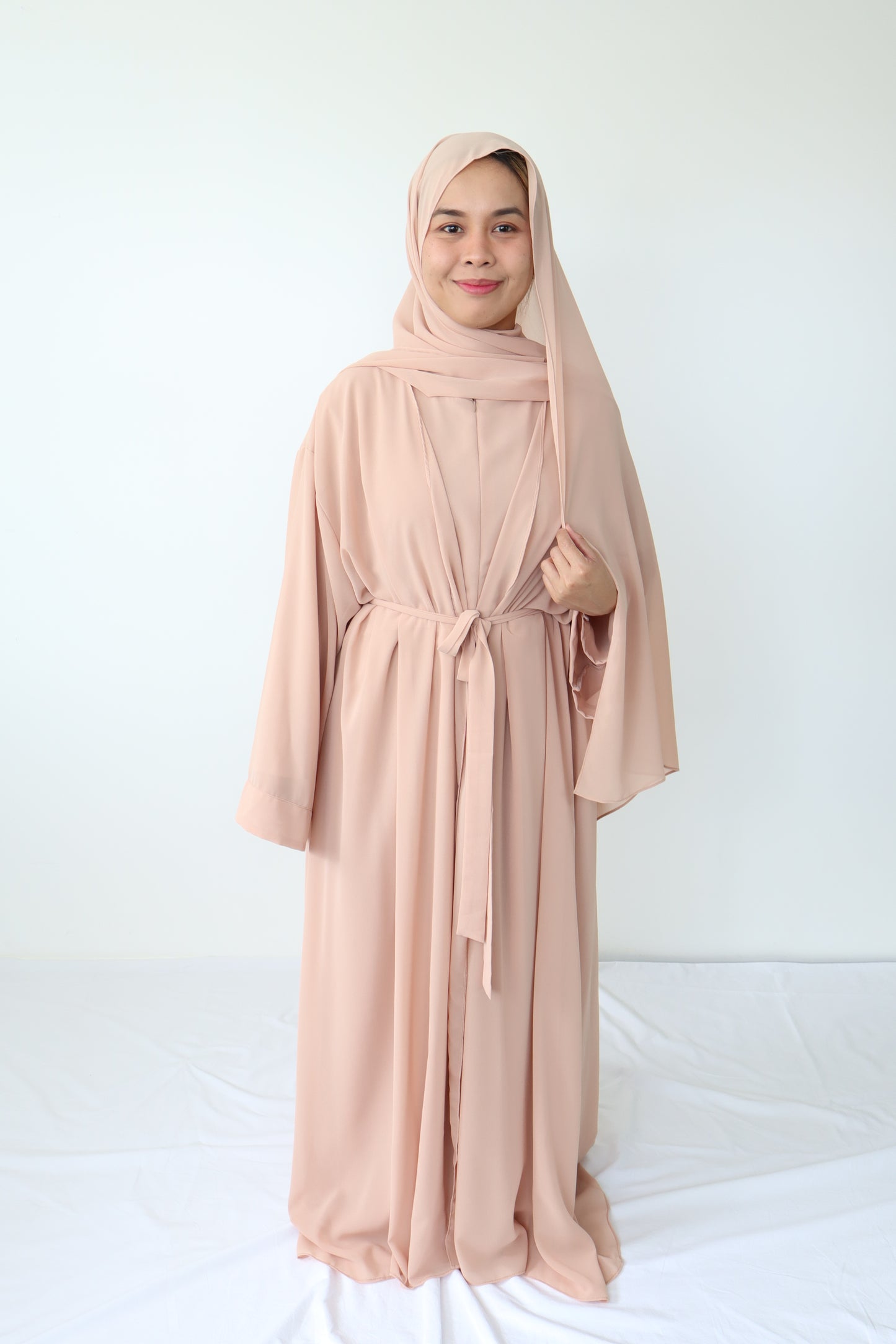 HAYATI Abaya chiffon Set -Blush
