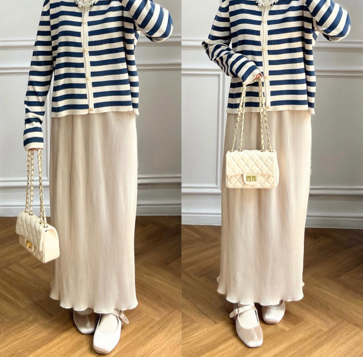 Pleated skirt span wavy