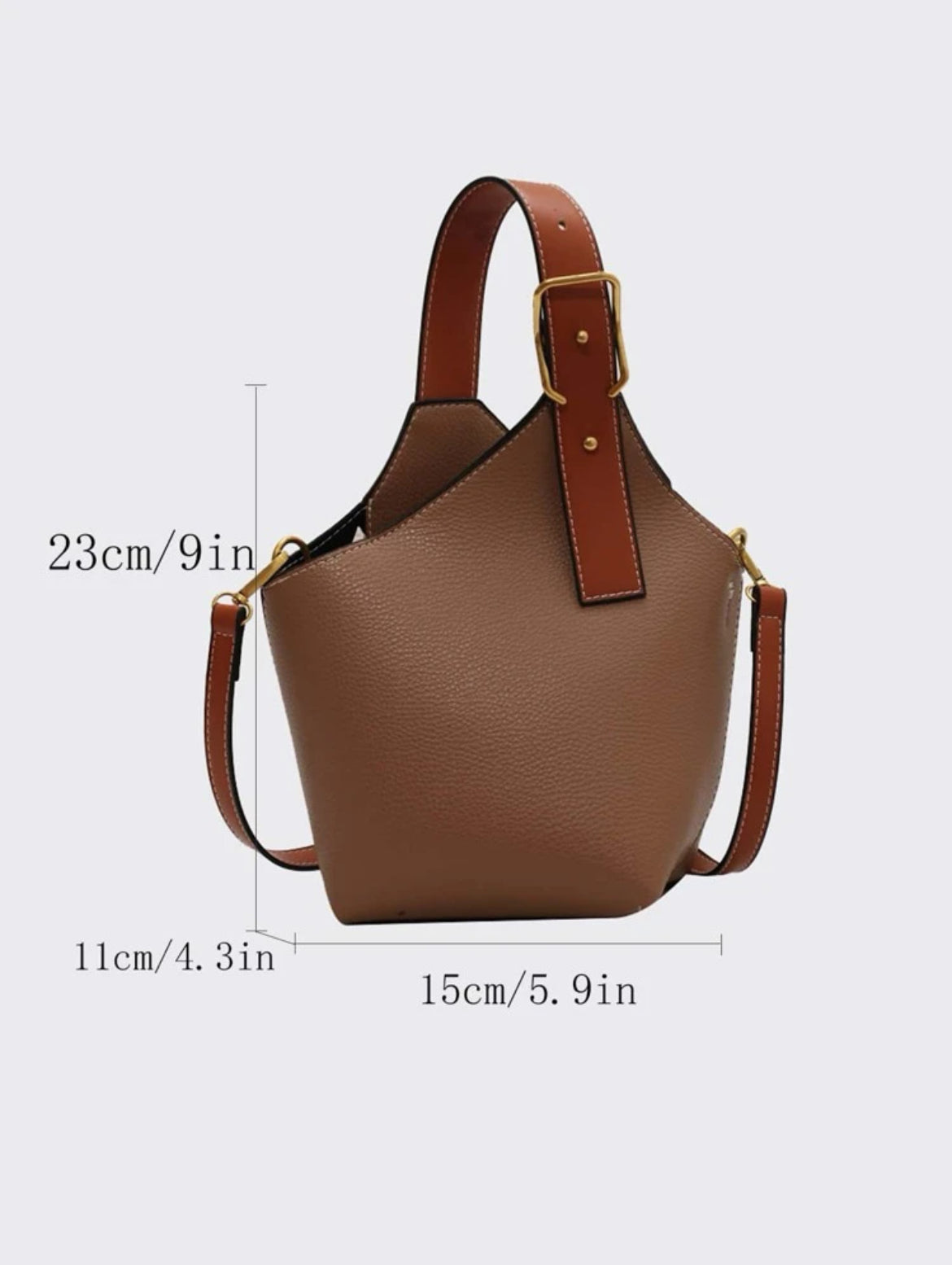 Vintage Bucket Handbags - Vegan Leather - Coffee