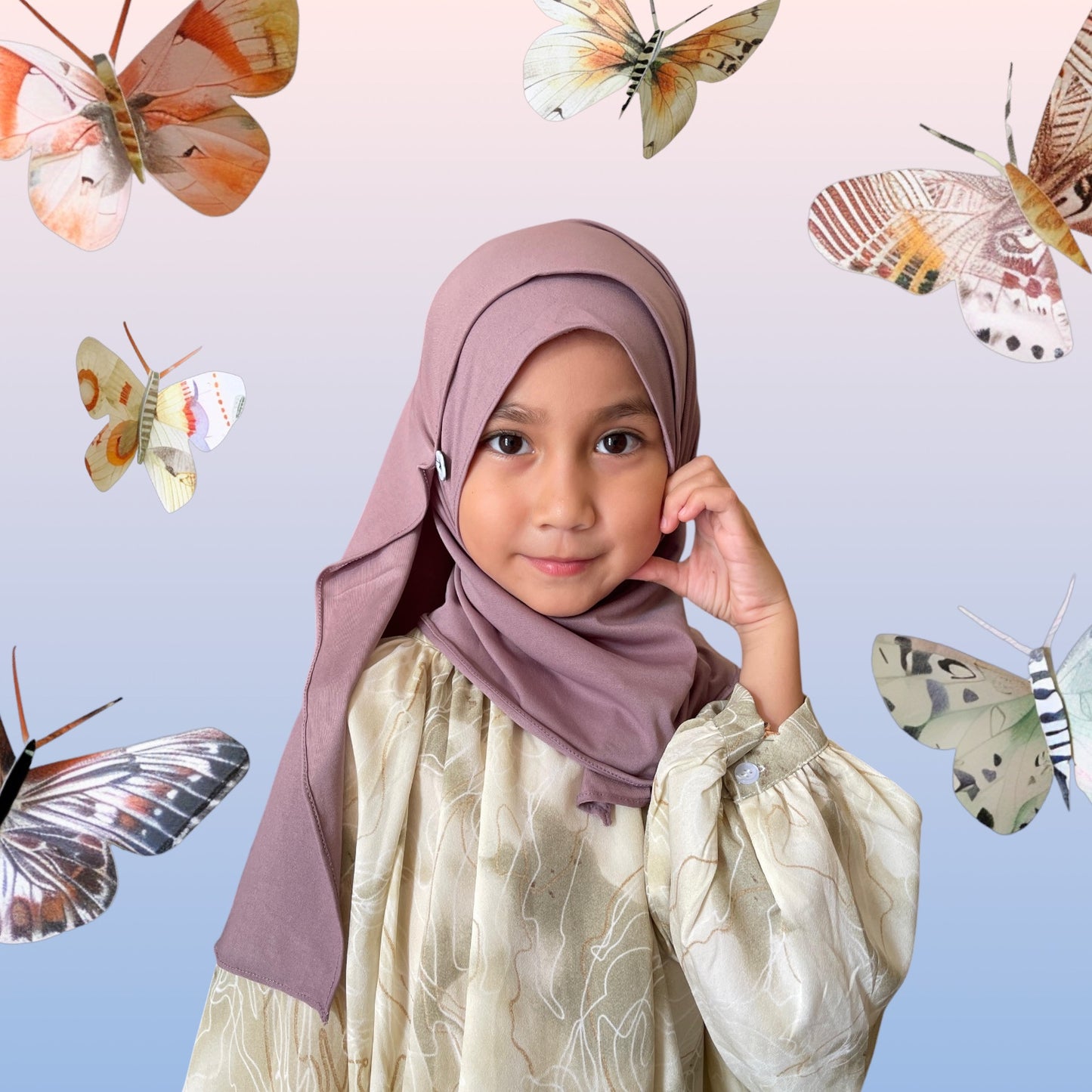 Kids Jersey Instant Hijab with buttons