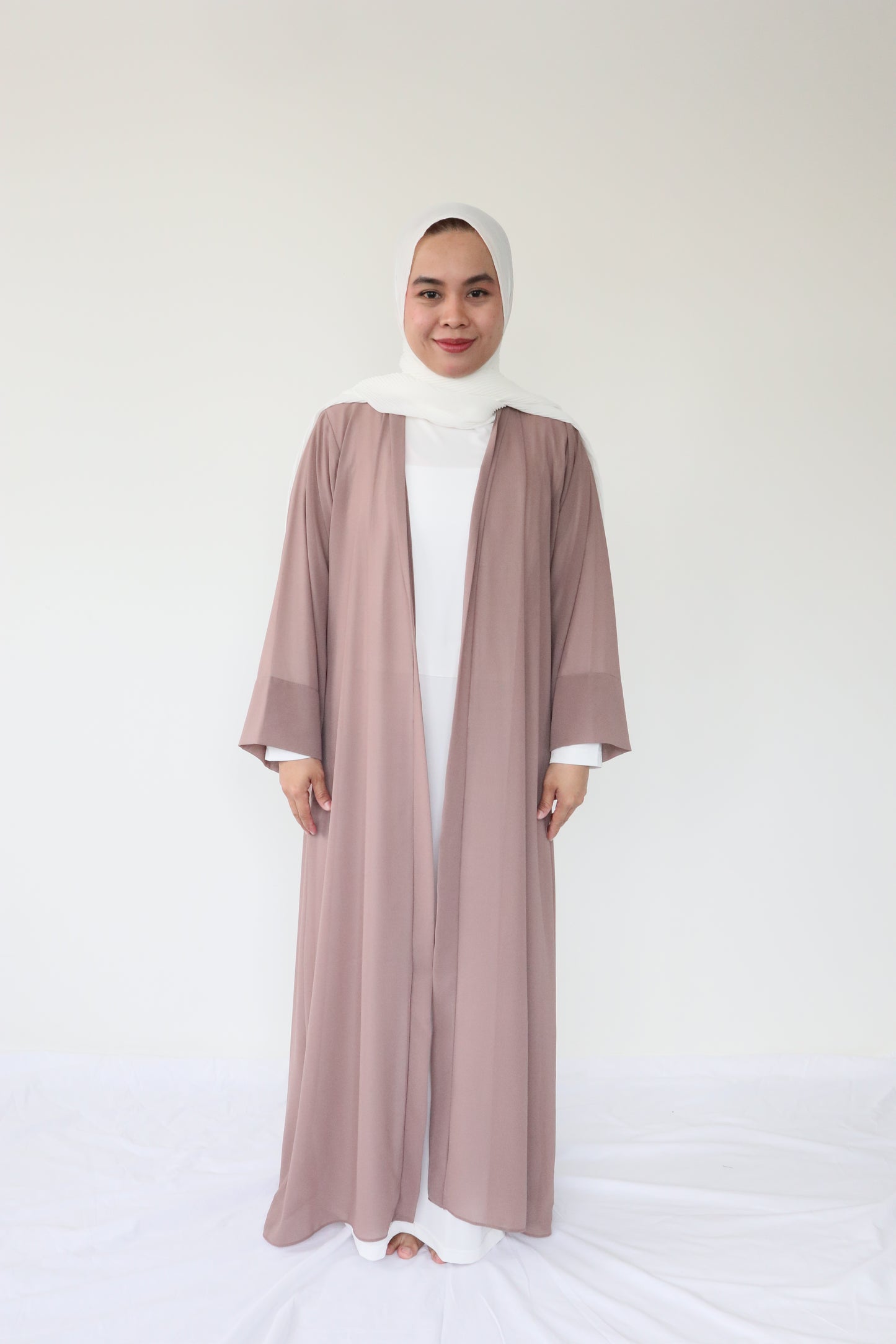 Zara Chiffon Abaya + slip dress - Brunette