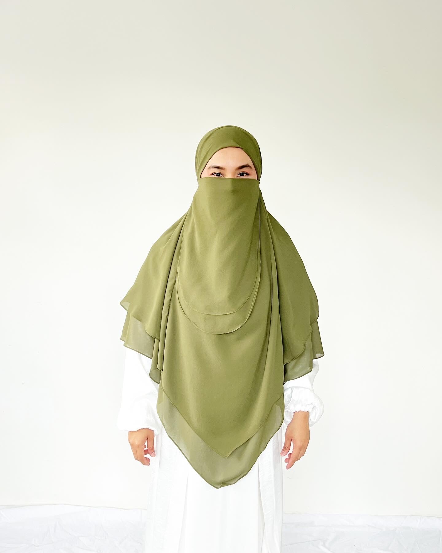 French Khimar Chiffon Tsurayya - Dark Army