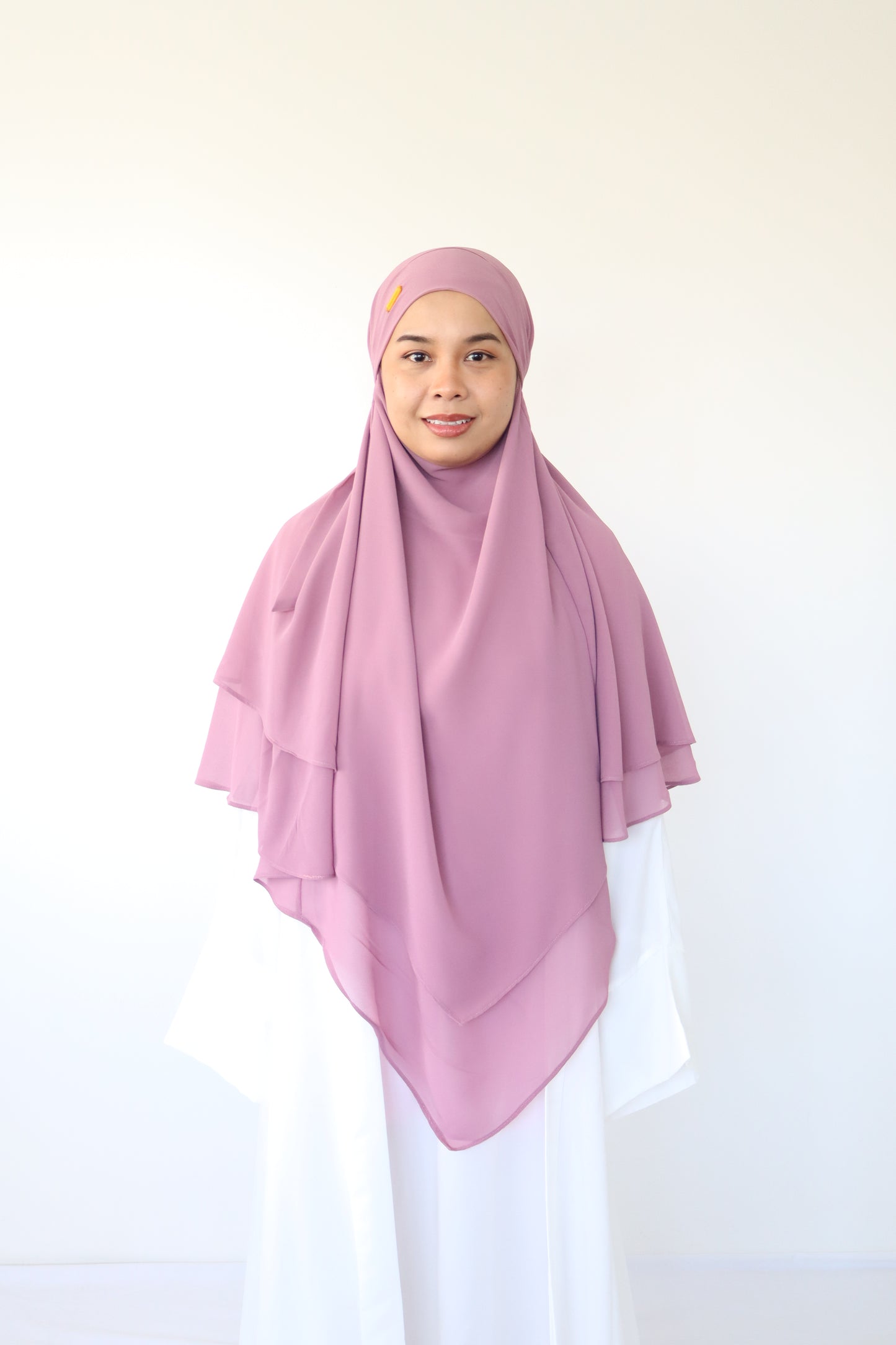 French Khimar Chiffon Tsurayya - Pink Orchid