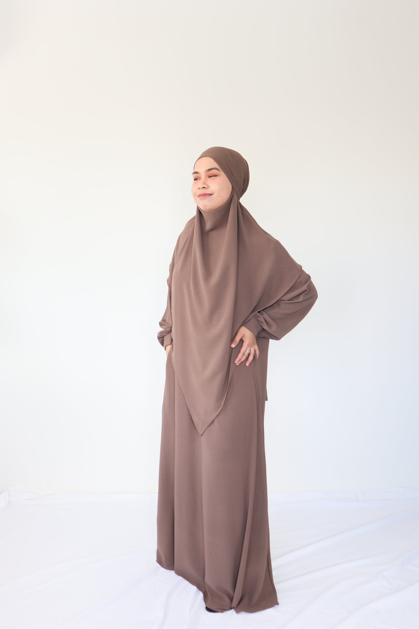 V Khimar Dress set - Coffee