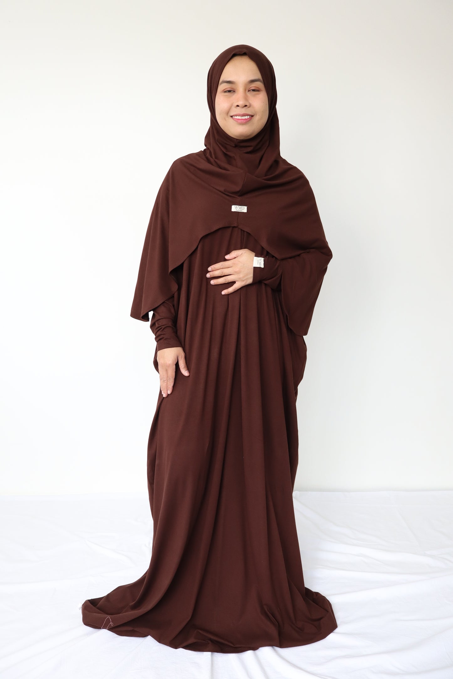 Humaira Abaya Set with Instant Hijab Slip on ( Breastfeeding friendly)- Coffee