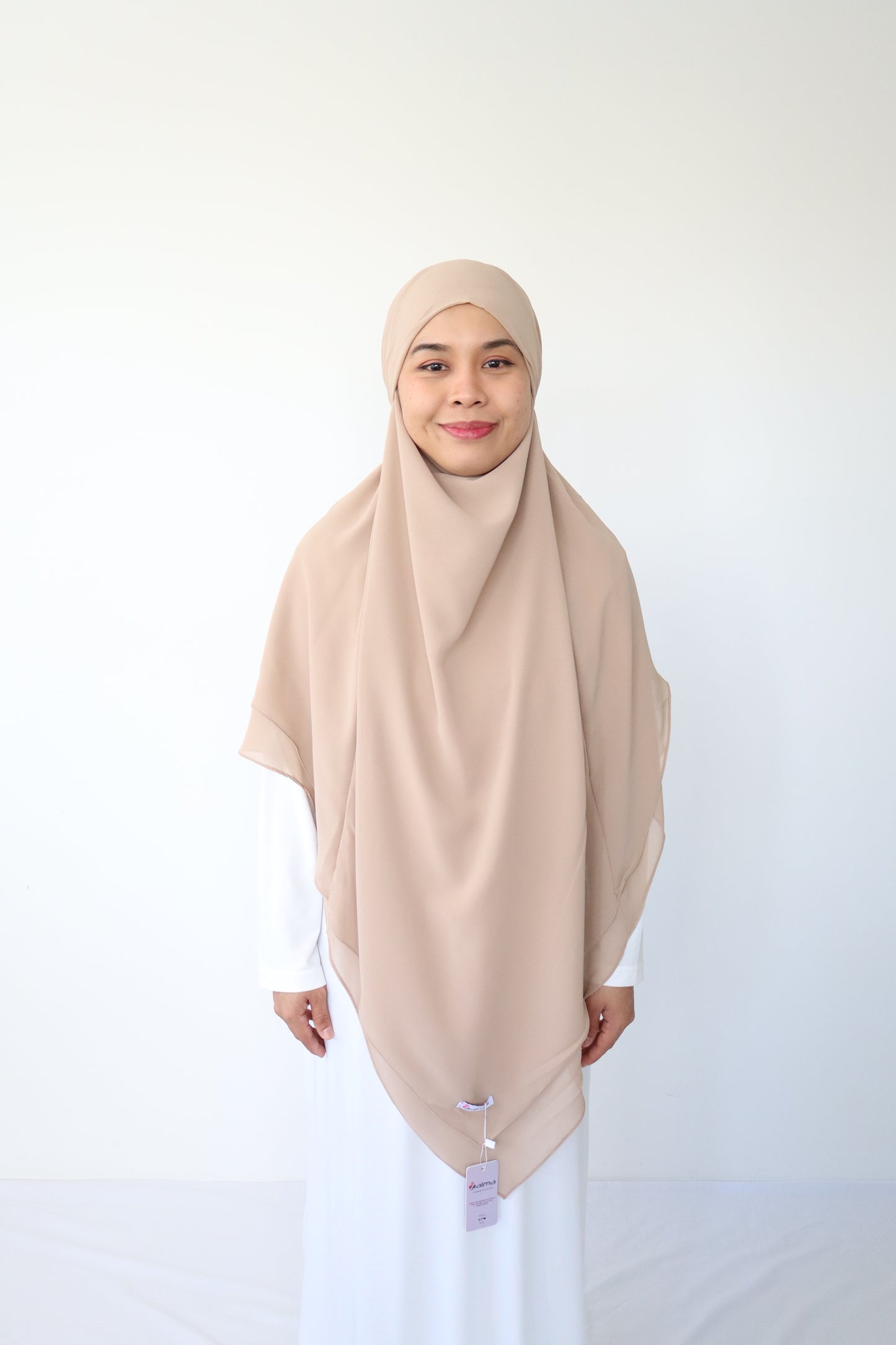 Zaima Chiffon Khimar L - Coffee