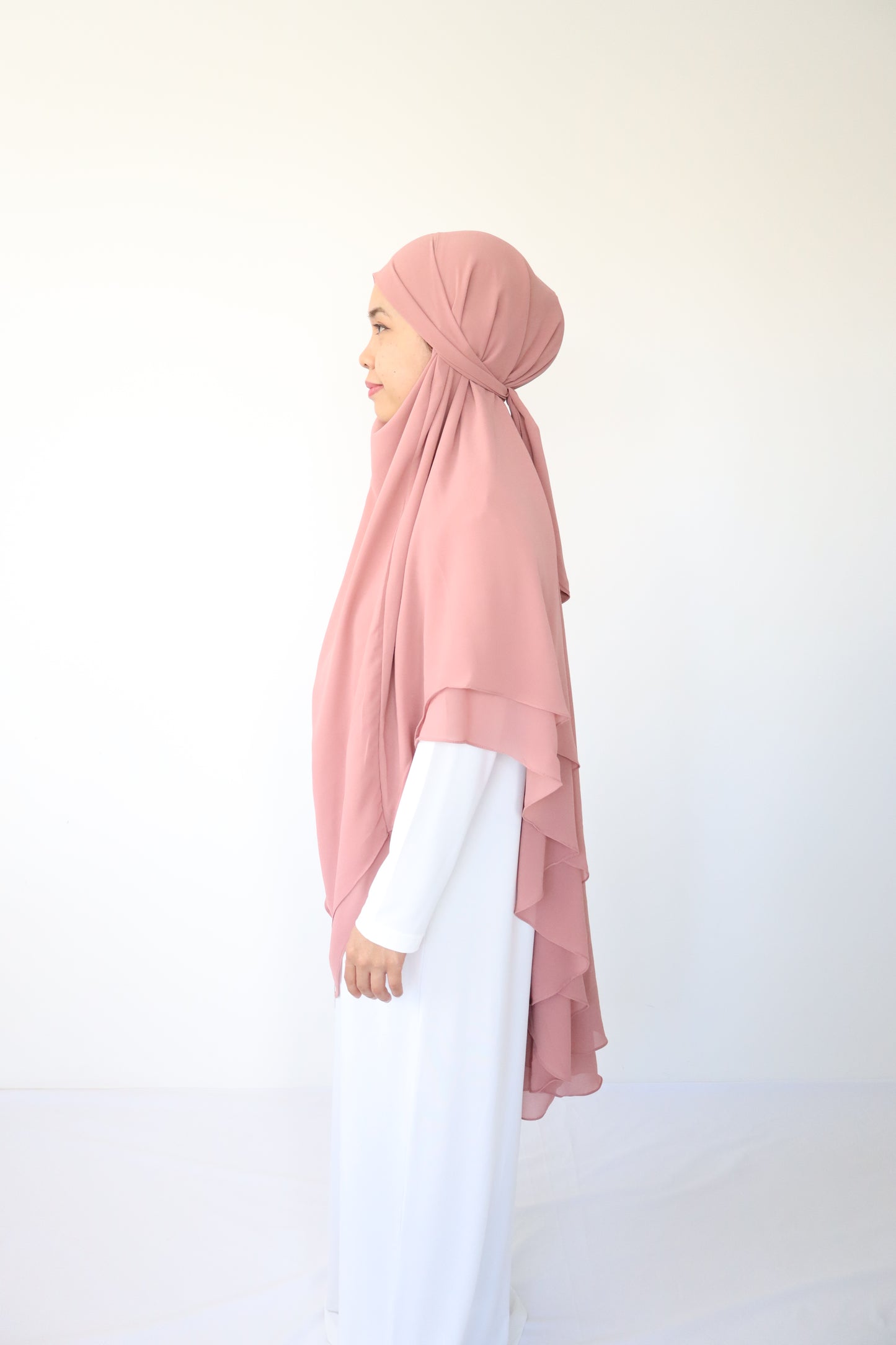 Zaima Chiffon Khimar L - Rose