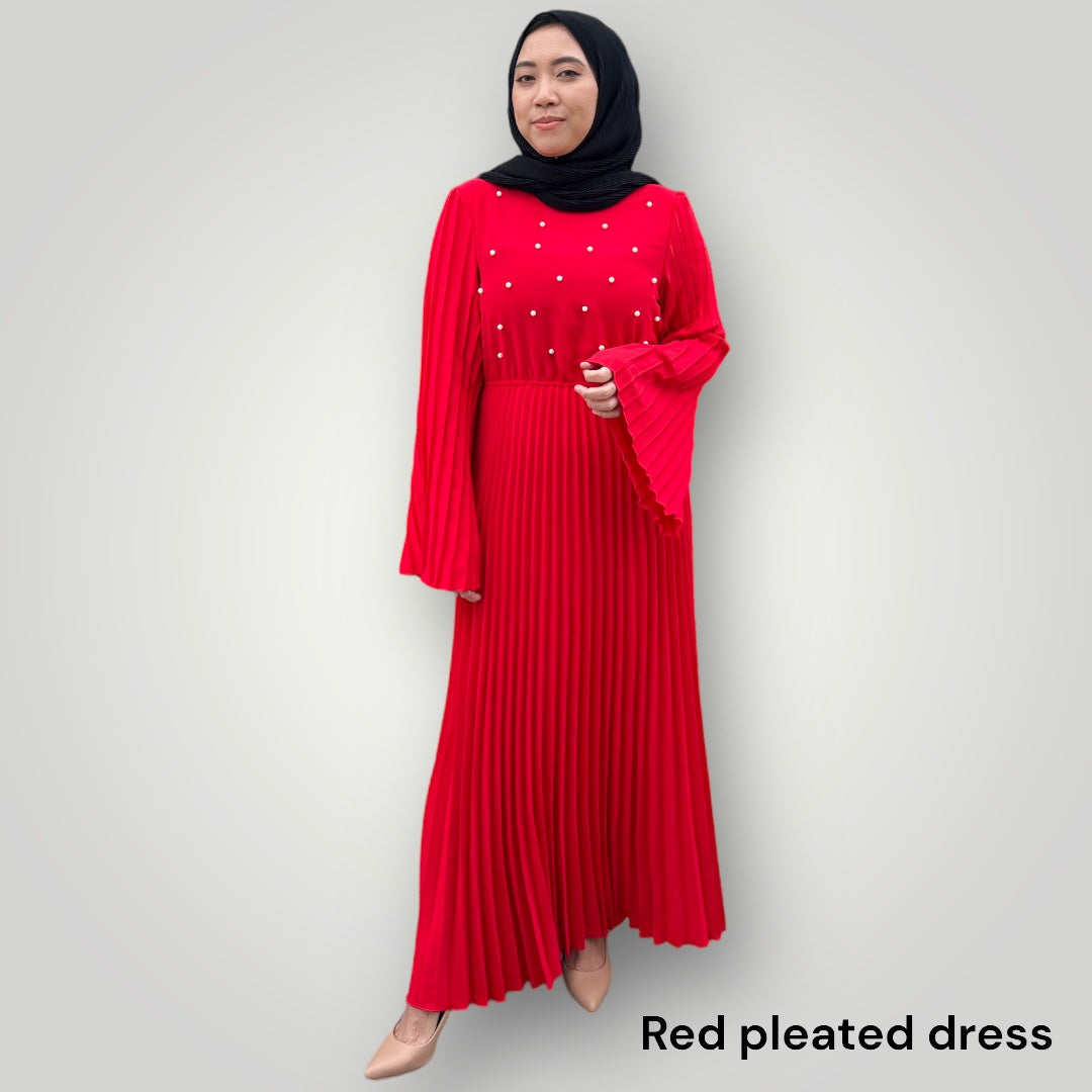 Red Pleated Dress