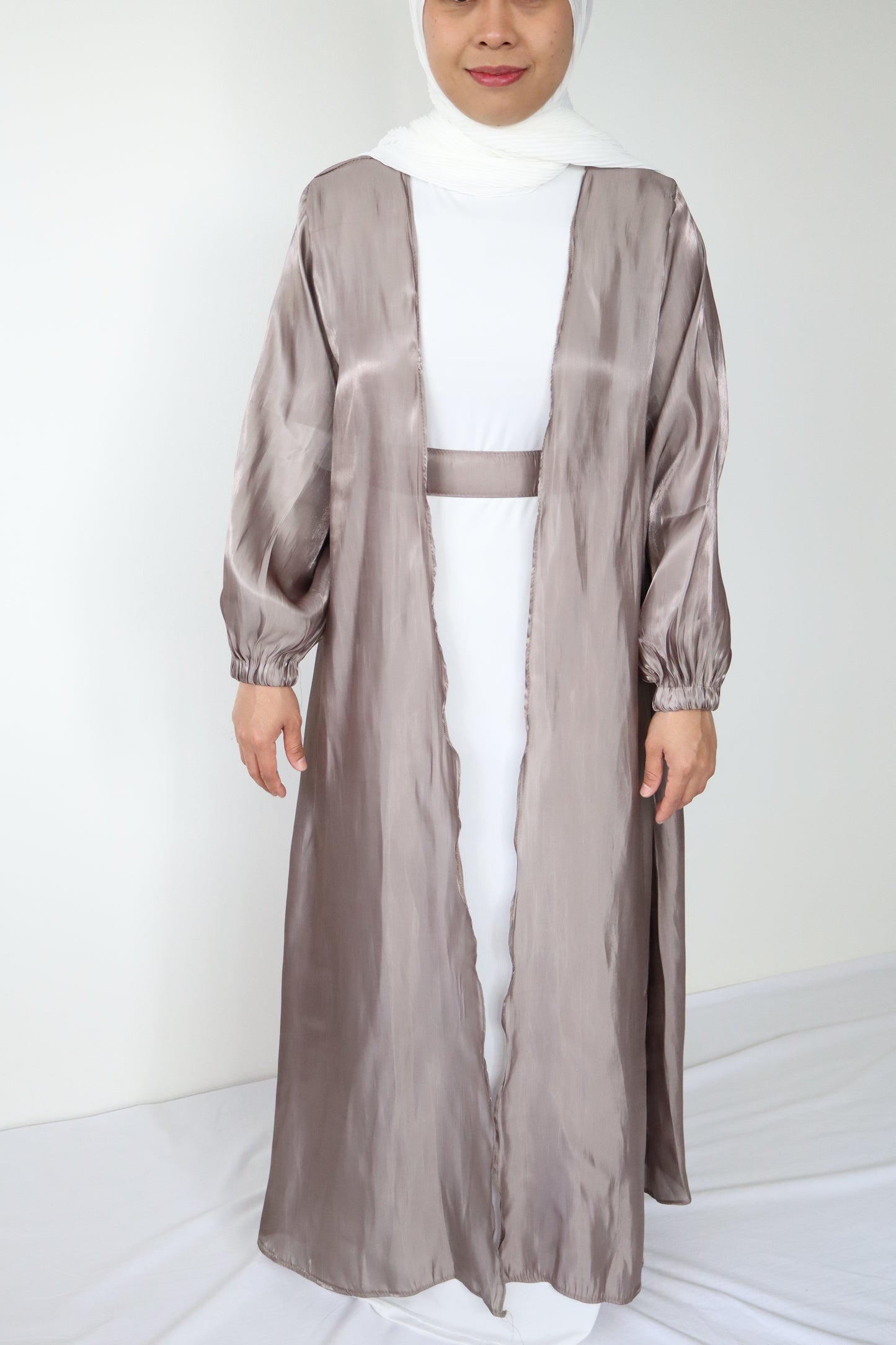 Petite - Shimmer Abaya set - Smoke