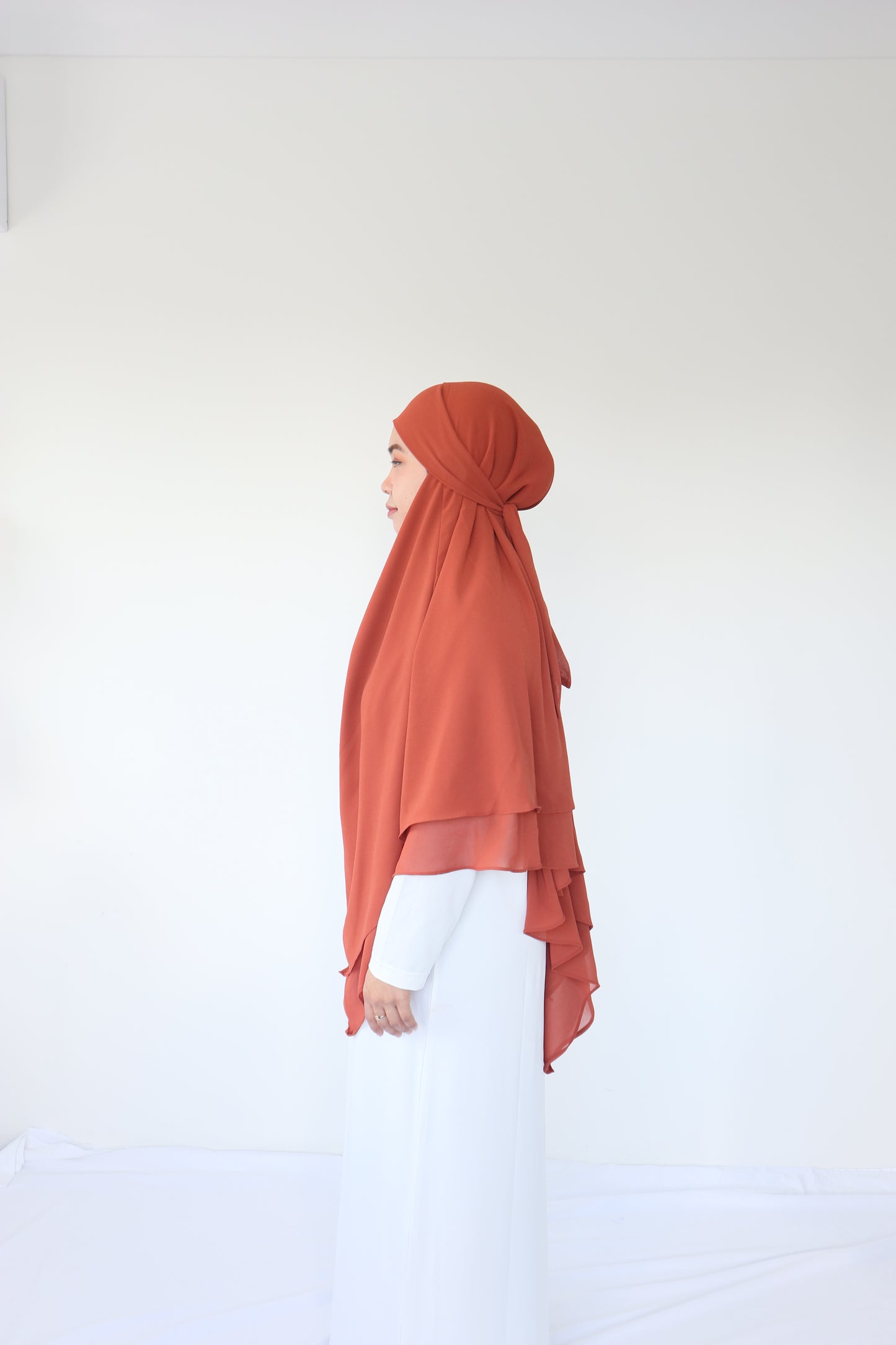 French Khimar Chiffon Tsurayya - Brick