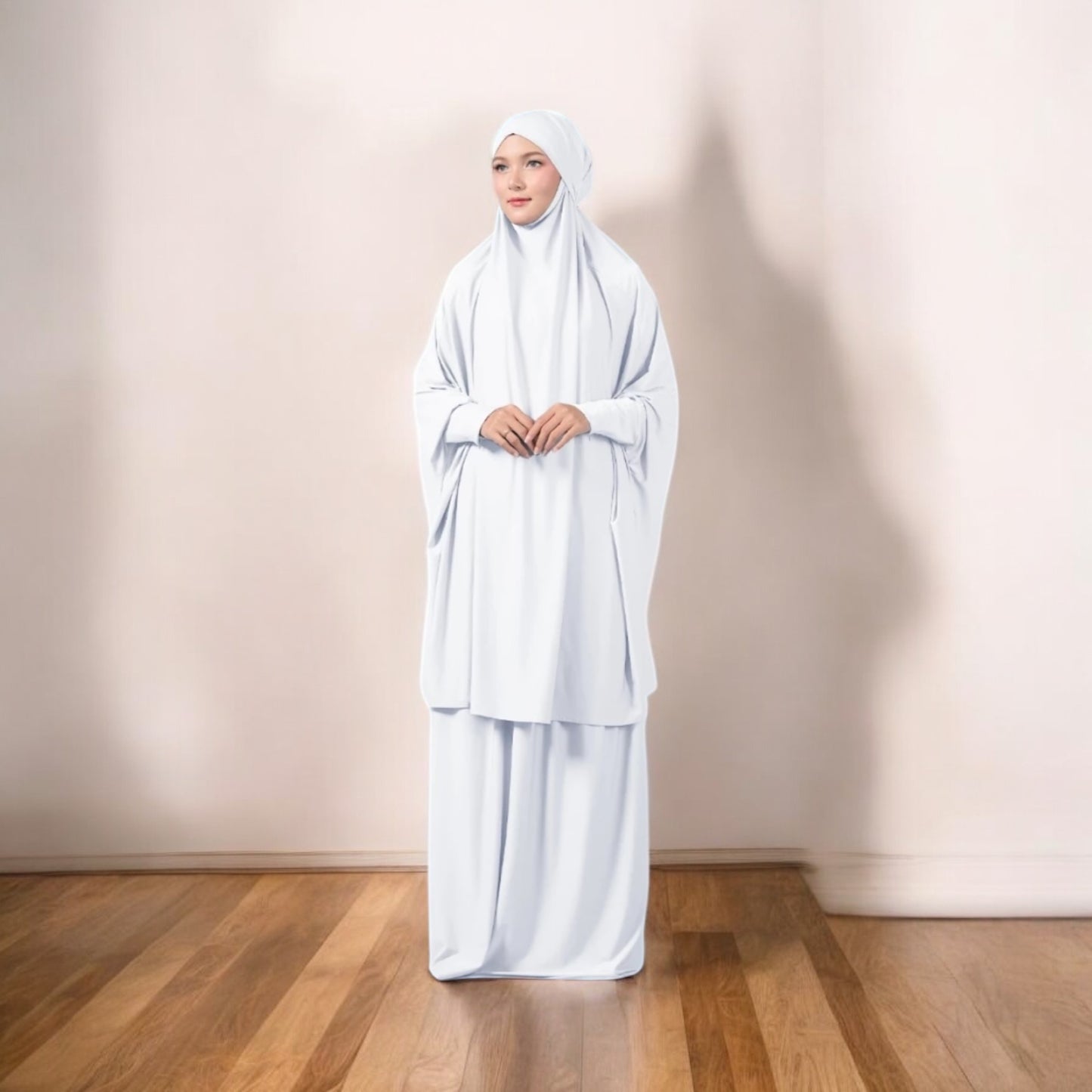 Sabreena Jersey Prayer clothes for Hajj & Umrah - White