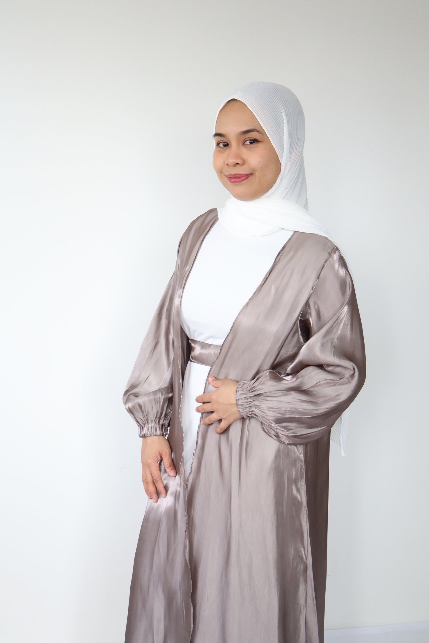 Petite - Shimmer Abaya set - Smoke