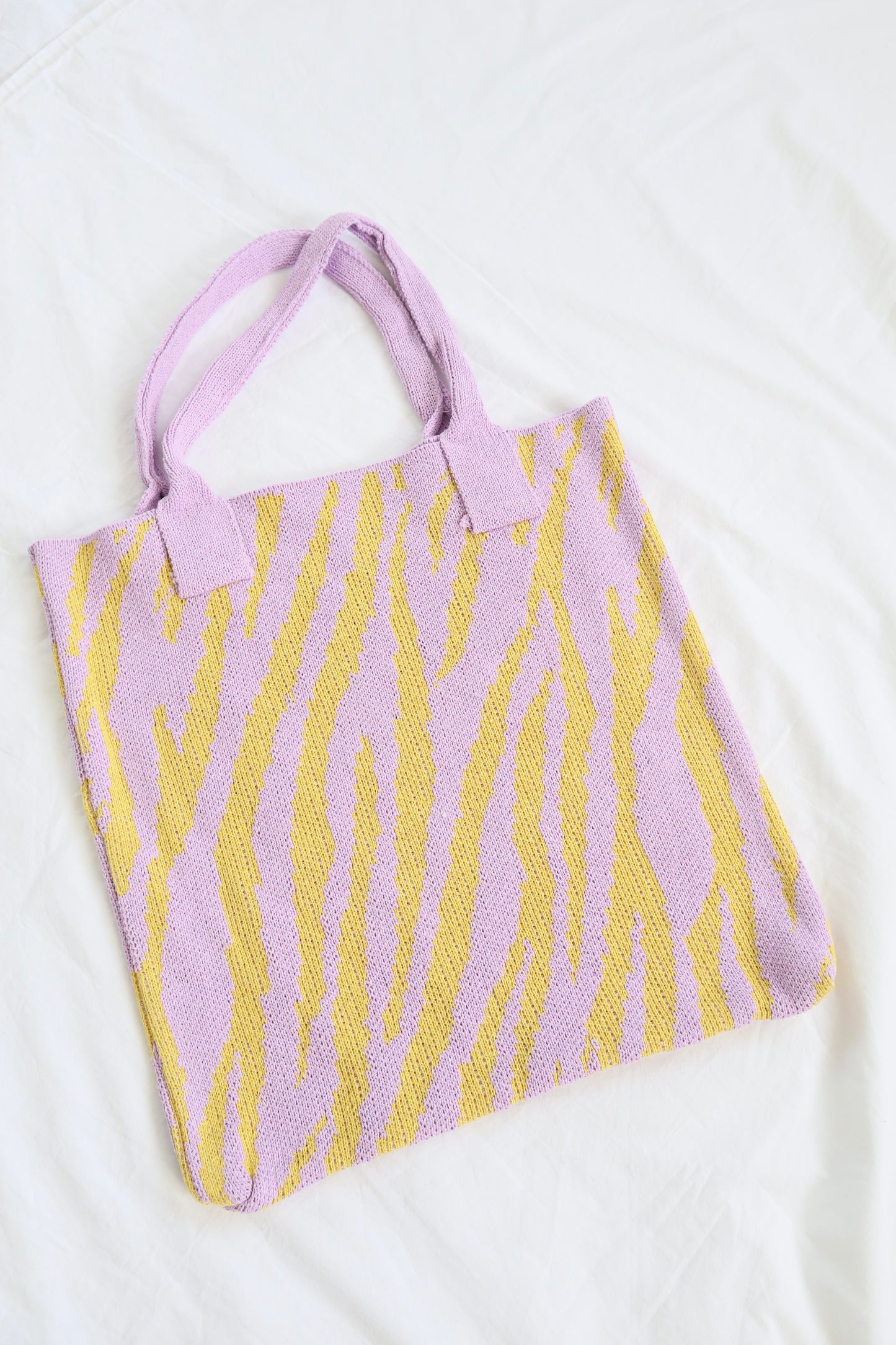 Crochet purple yellow tote bag