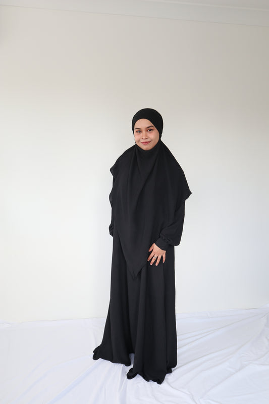 V Khimar Dress set - Black