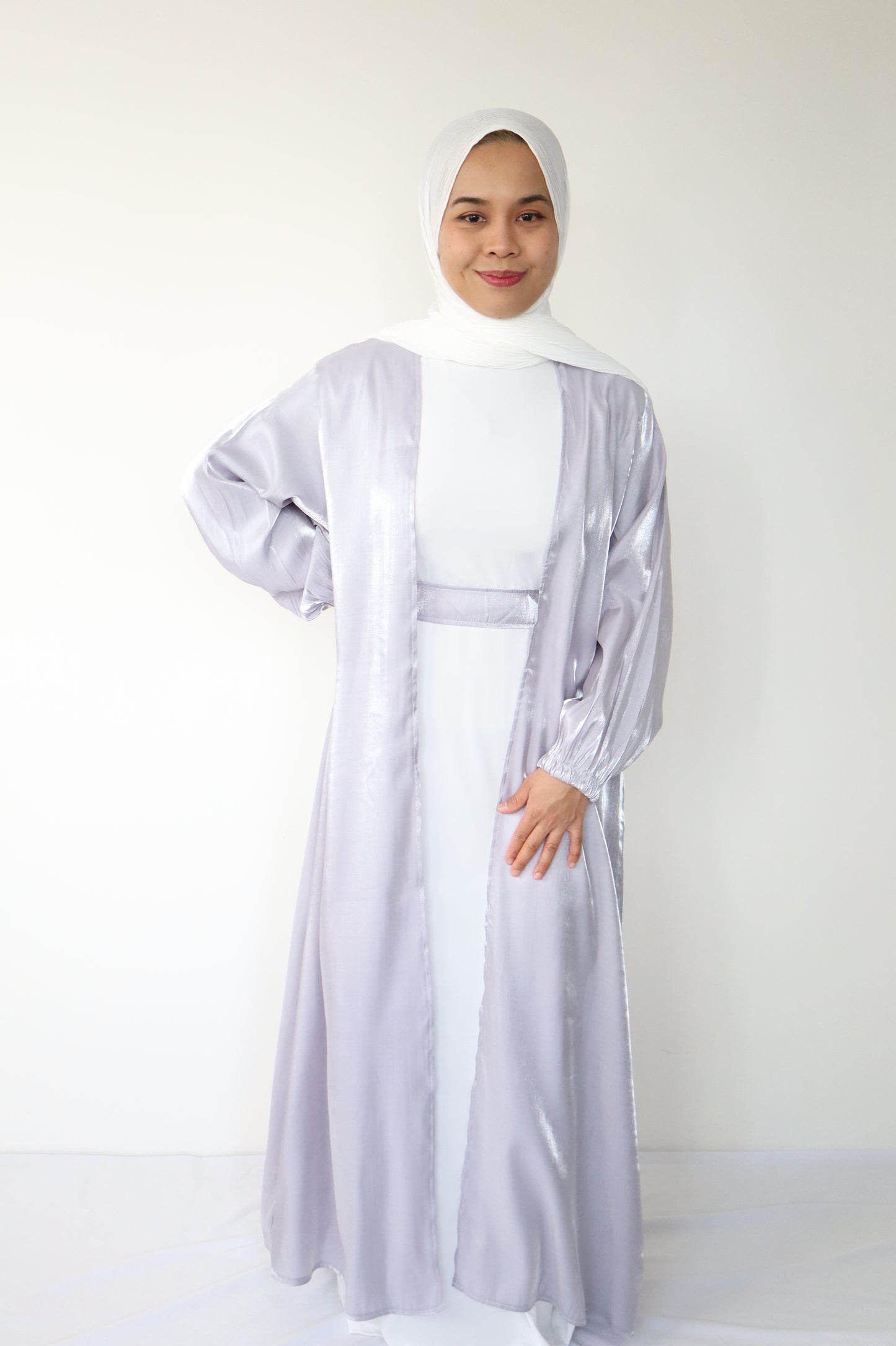 Petite - Shimmer Abaya set - Silver