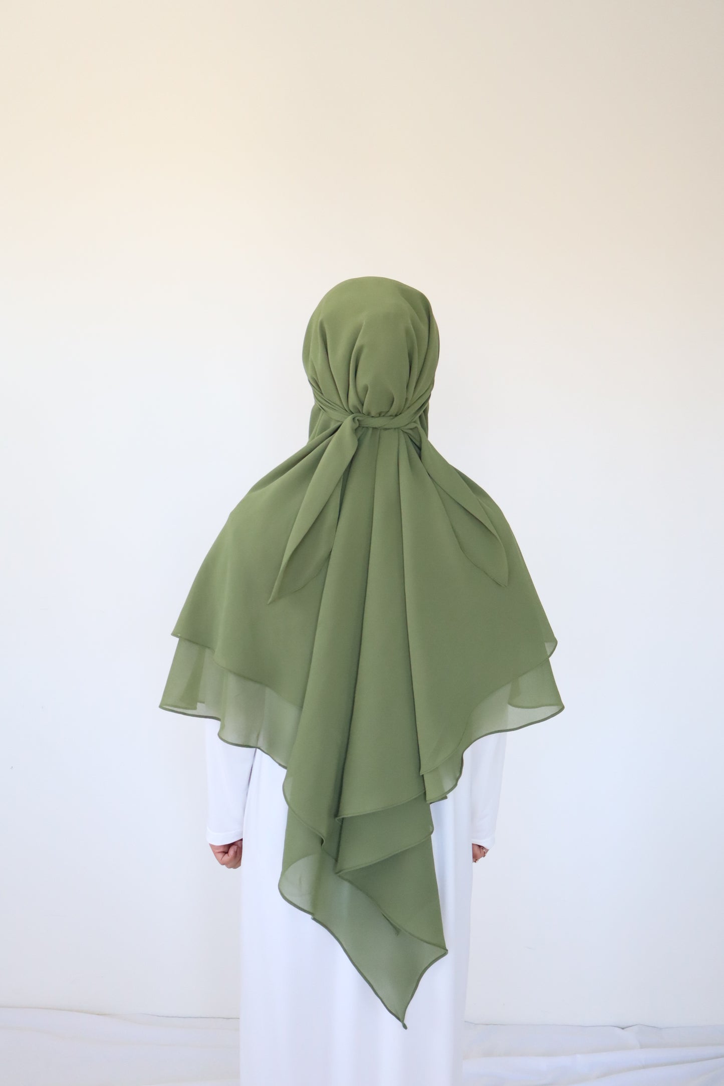 French Khimar Chiffon Tsurayya - Green Forest