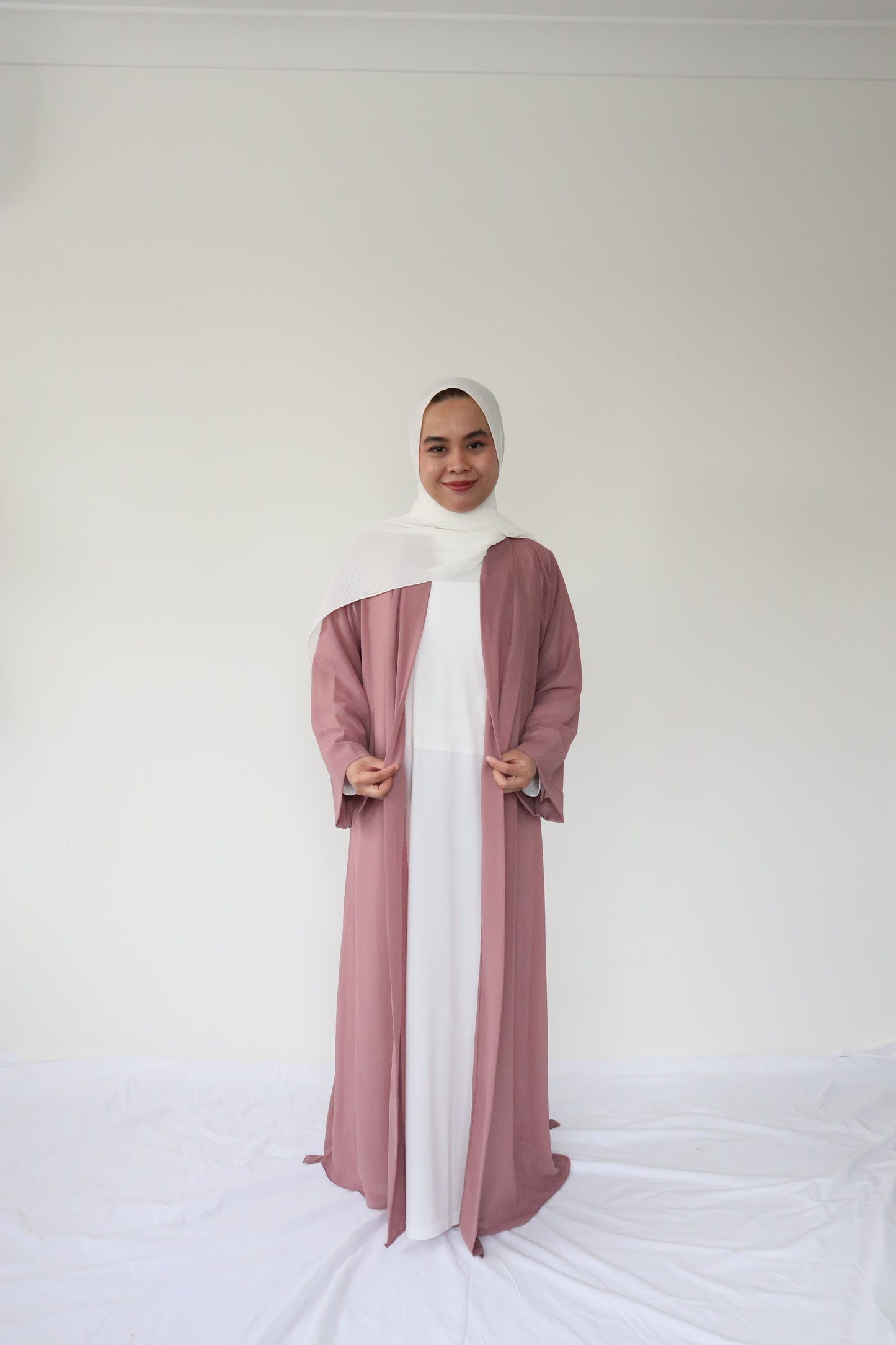 Zara Chiffon Abaya + slip dress - Rose brown