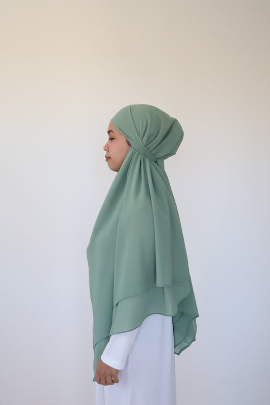 French Khimar Chiffon Tsurayya - Mint