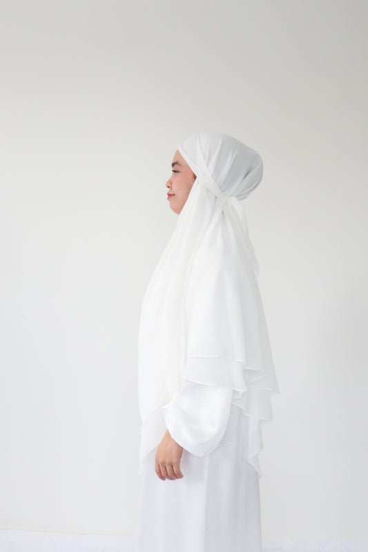 French Khimar Chiffon Tsurayya - Brokenwhite